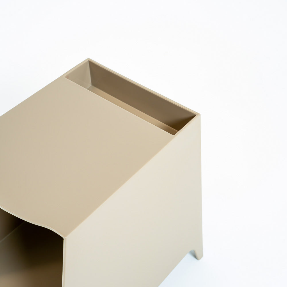 Light coffee RUDI side table with a sleek design, perfect as a bedside or accent table, model BB-013.