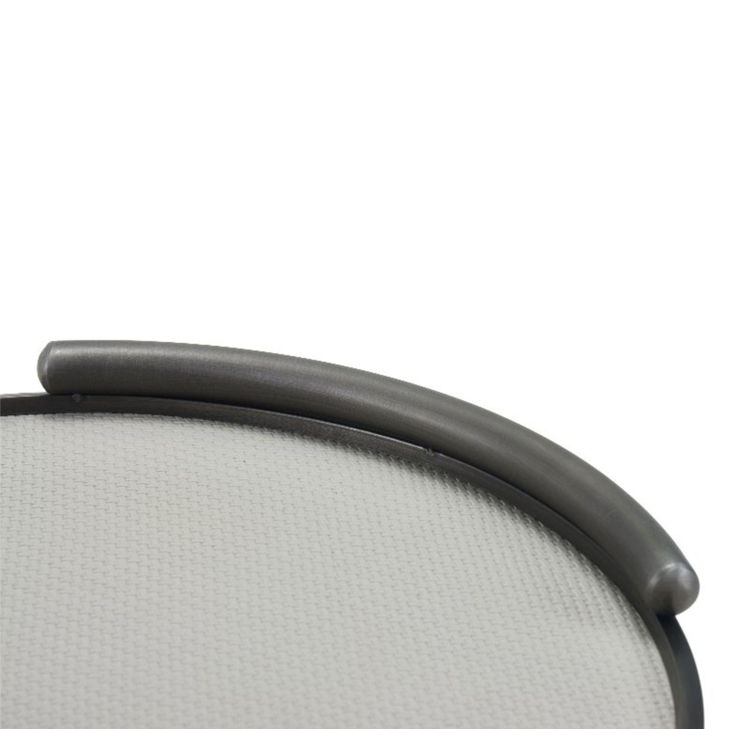 Light grey brushed metal round leather tray by Beacon, featuring a sleek design for stylish organization or serving.