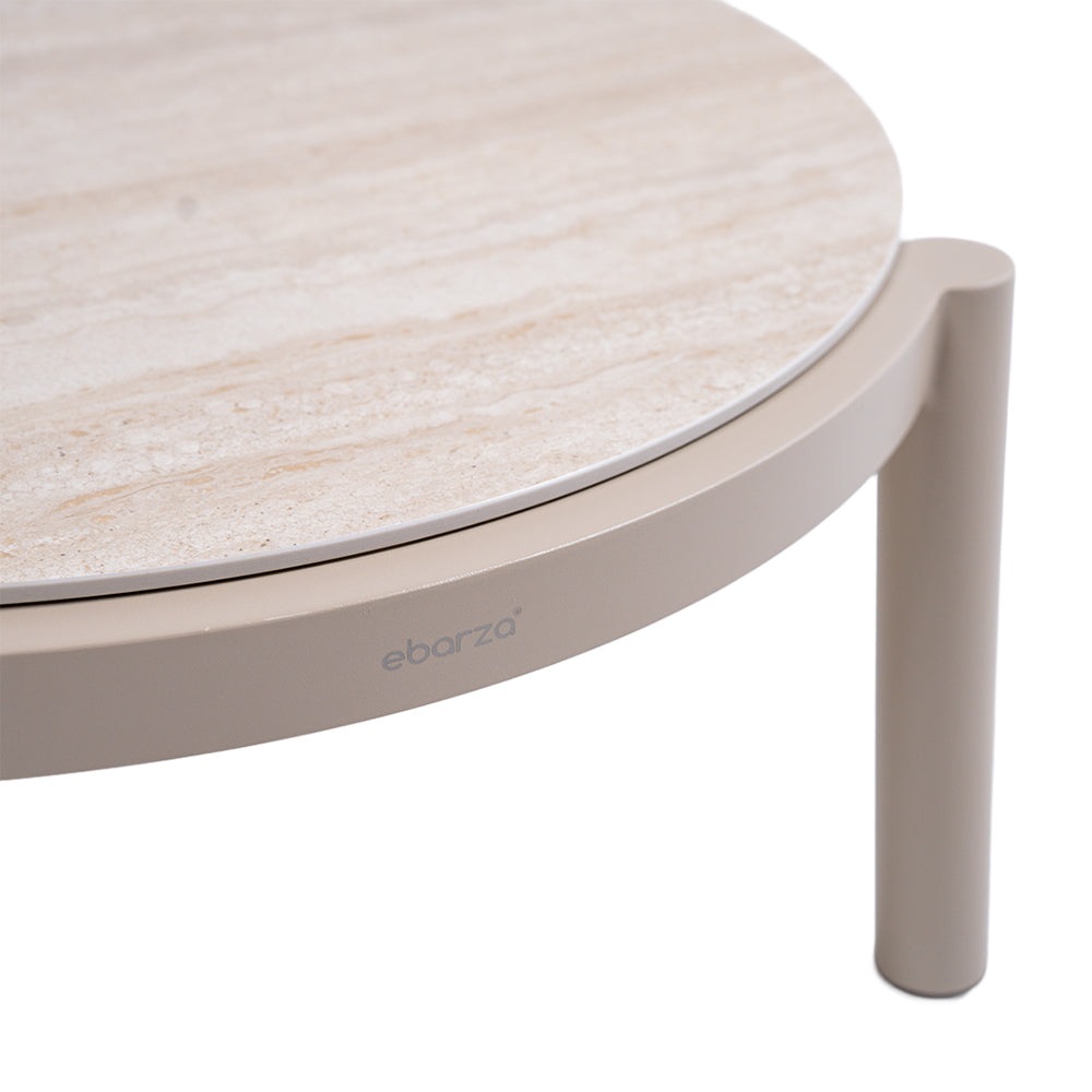 Beacon Lille coffee table with ceramic top, outdoor table in natural wood finish, stylish and durable for outdoor spaces.