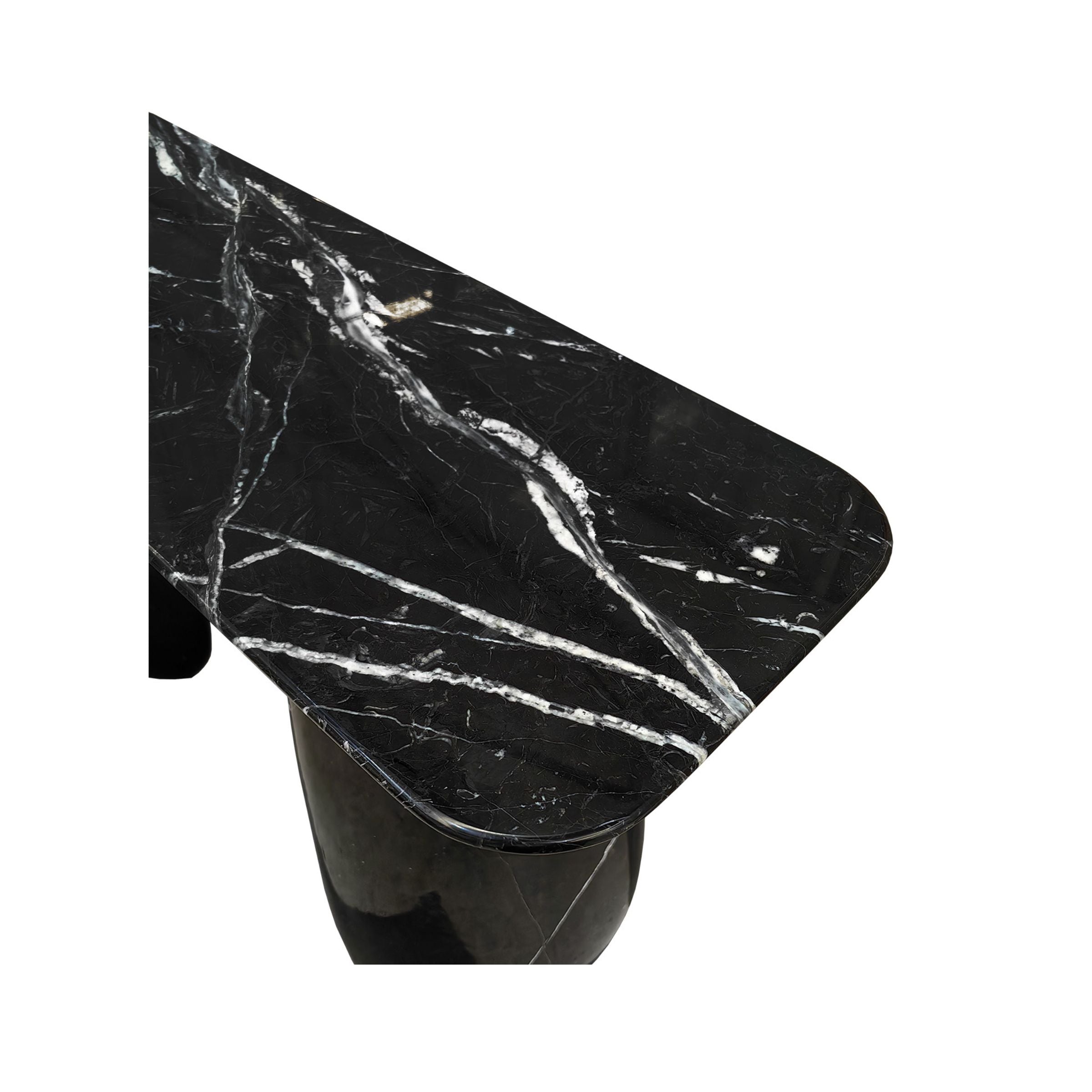 Lisbon Nero Marquina console table by A2STONE featuring sleek black marble surface and modern design for stylish home decor.