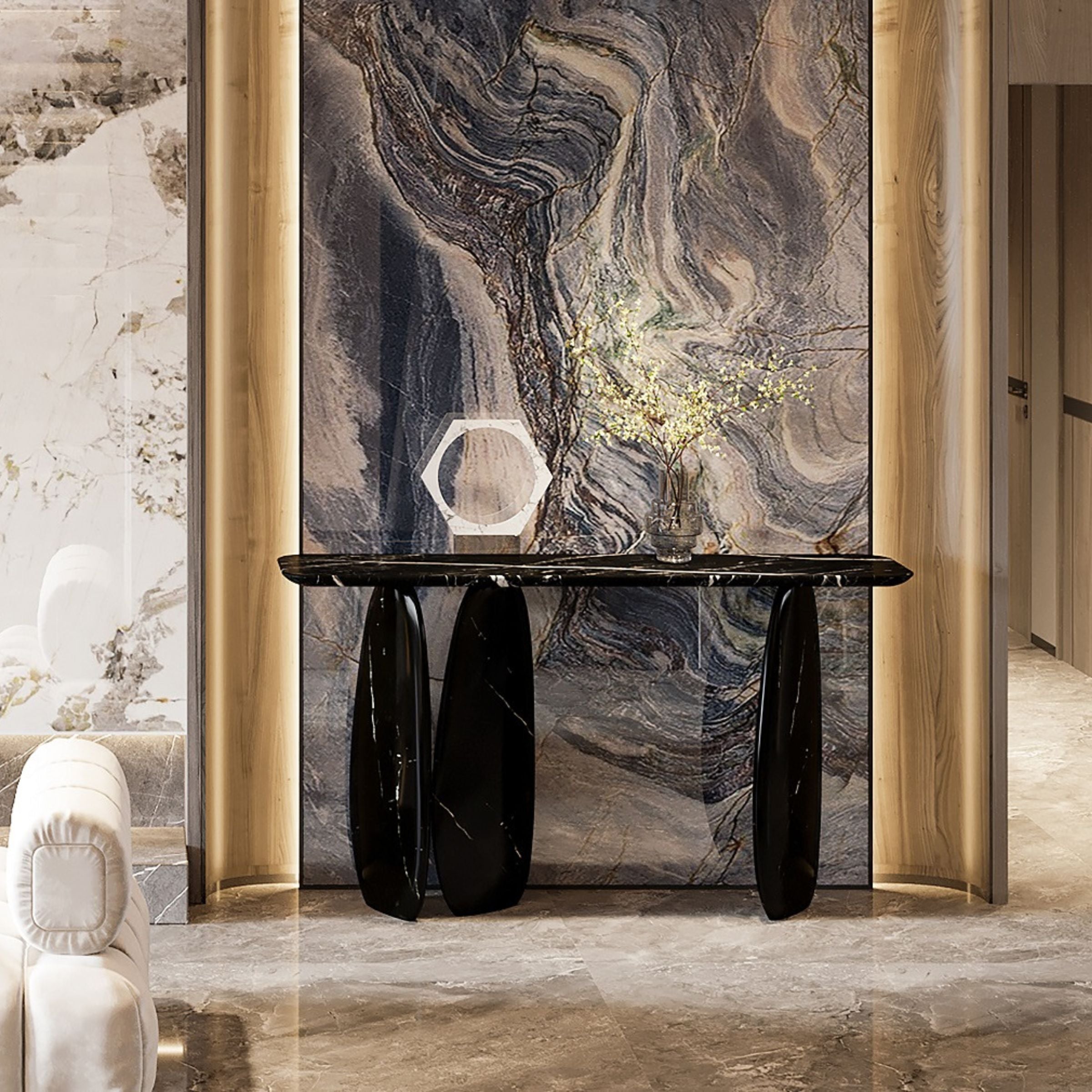 Lisbon Nero Marquina Console Table - 495DTN -  Consoles - ebarza Furniture UAE | Shop Modern Furniture in Abu Dhabi & Dubai - مفروشات ايبازرا في الامارات | تسوق اثاث عصري وديكورات مميزة في دبي وابوظبي