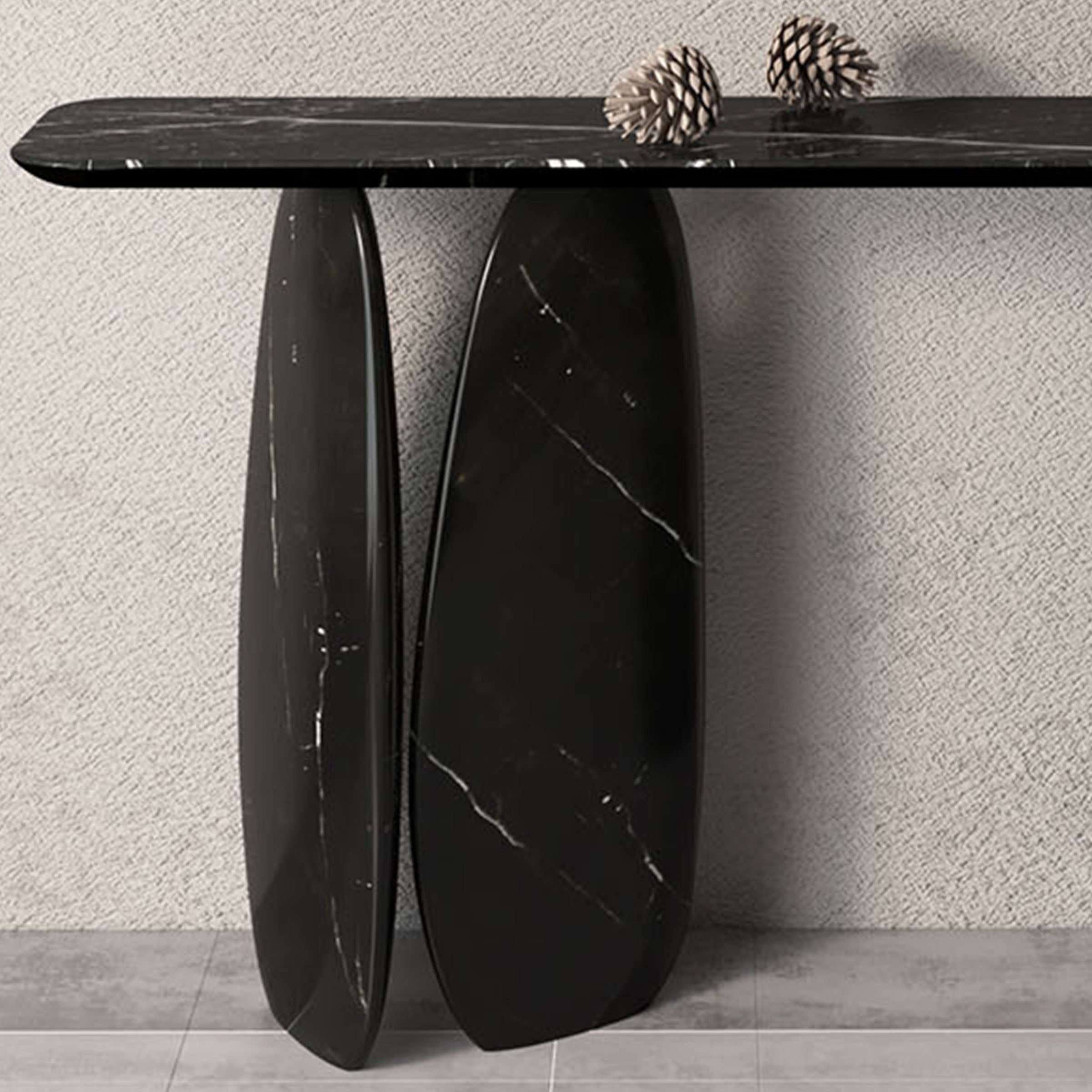 Lisbon Nero Marquina console table by A2STONE with sleek black marble top and modern design for stylish living spaces.