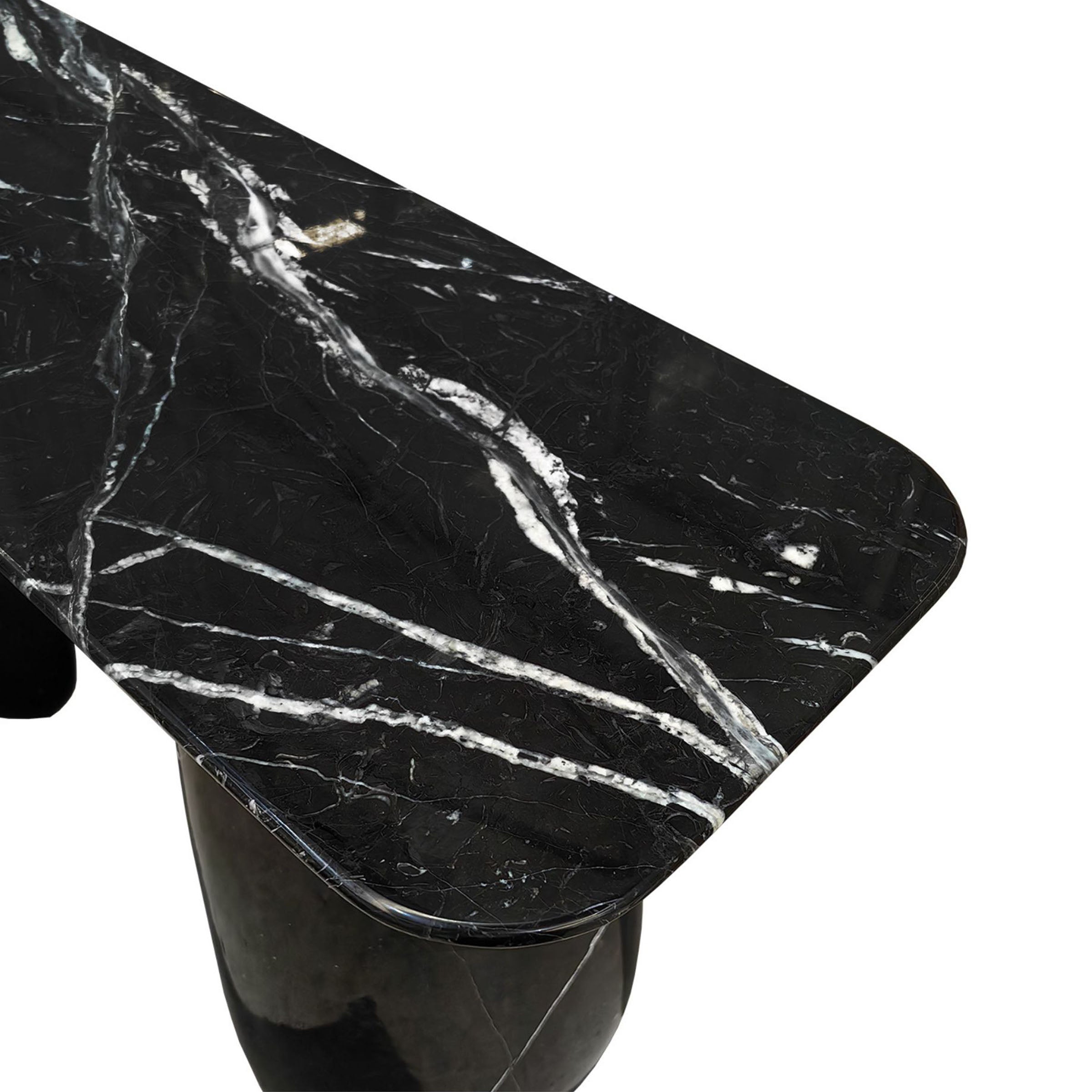 Lisbon Nero Marquina console table by A2STONE with sleek black marble finish and modern design, ideal for entryways or living rooms.