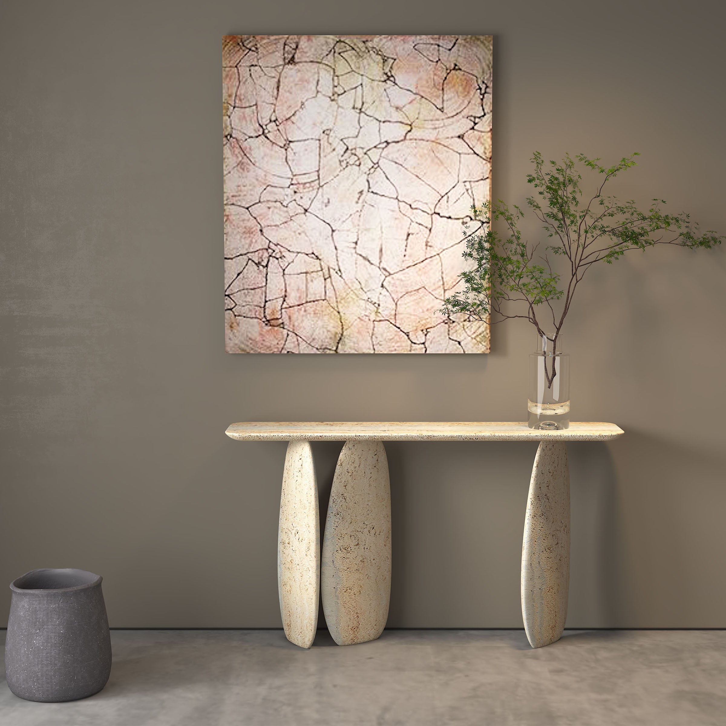 As Is - Lisbon Travertine Console Table - 495DTS-160cm -  DISPLAY ITEM - ebarza Furniture UAE | Shop Modern Furniture in Abu Dhabi & Dubai - مفروشات ايبازرا في الامارات | تسوق اثاث عصري وديكورات مميزة في دبي وابوظبي