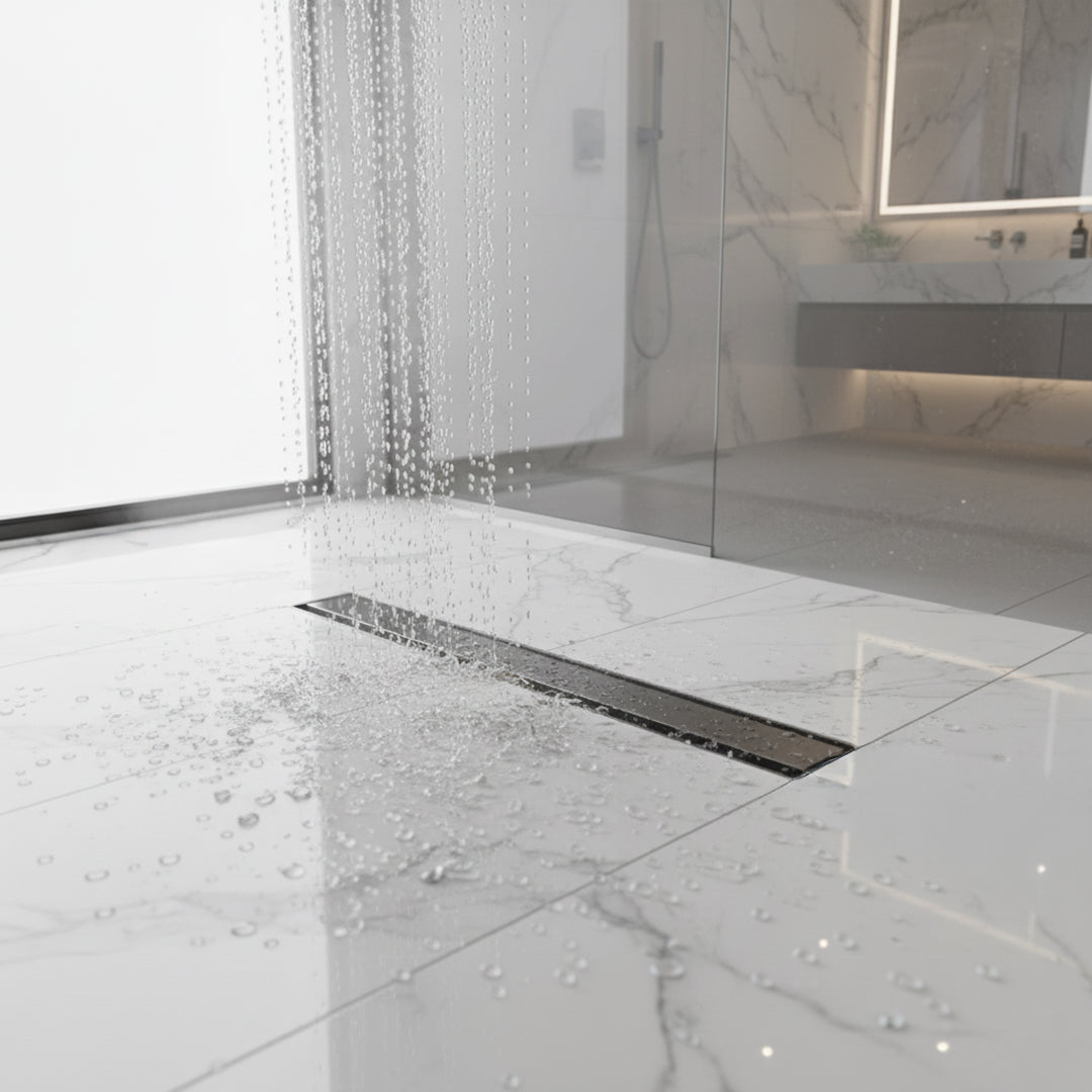 BEACON bathroom long floor drainer, 60x7cm, durable bathroom accessory for efficient water drainage.