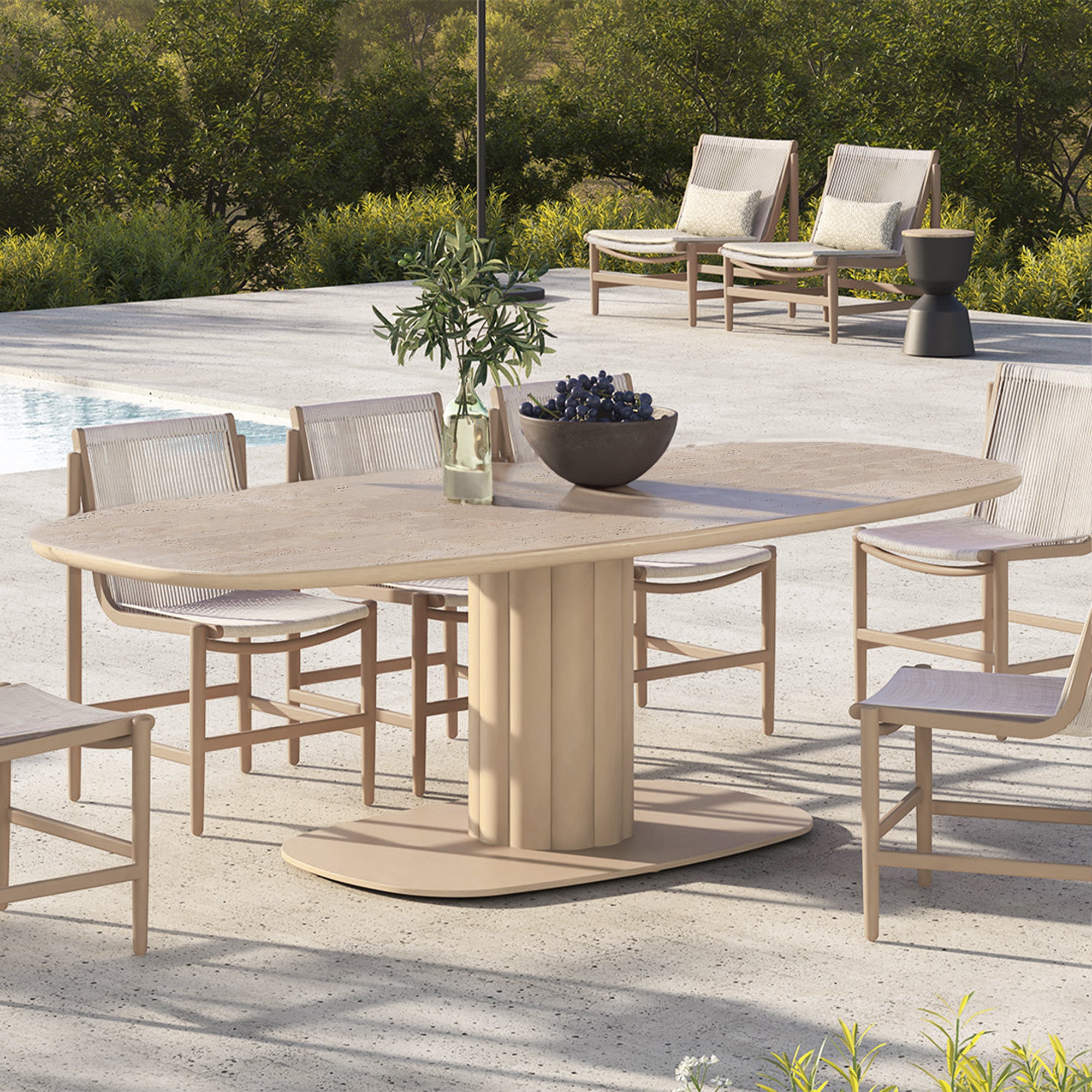 BEACON Lotus outdoor dining table with sleek design, suitable for indoor and outdoor use, made of durable materials.