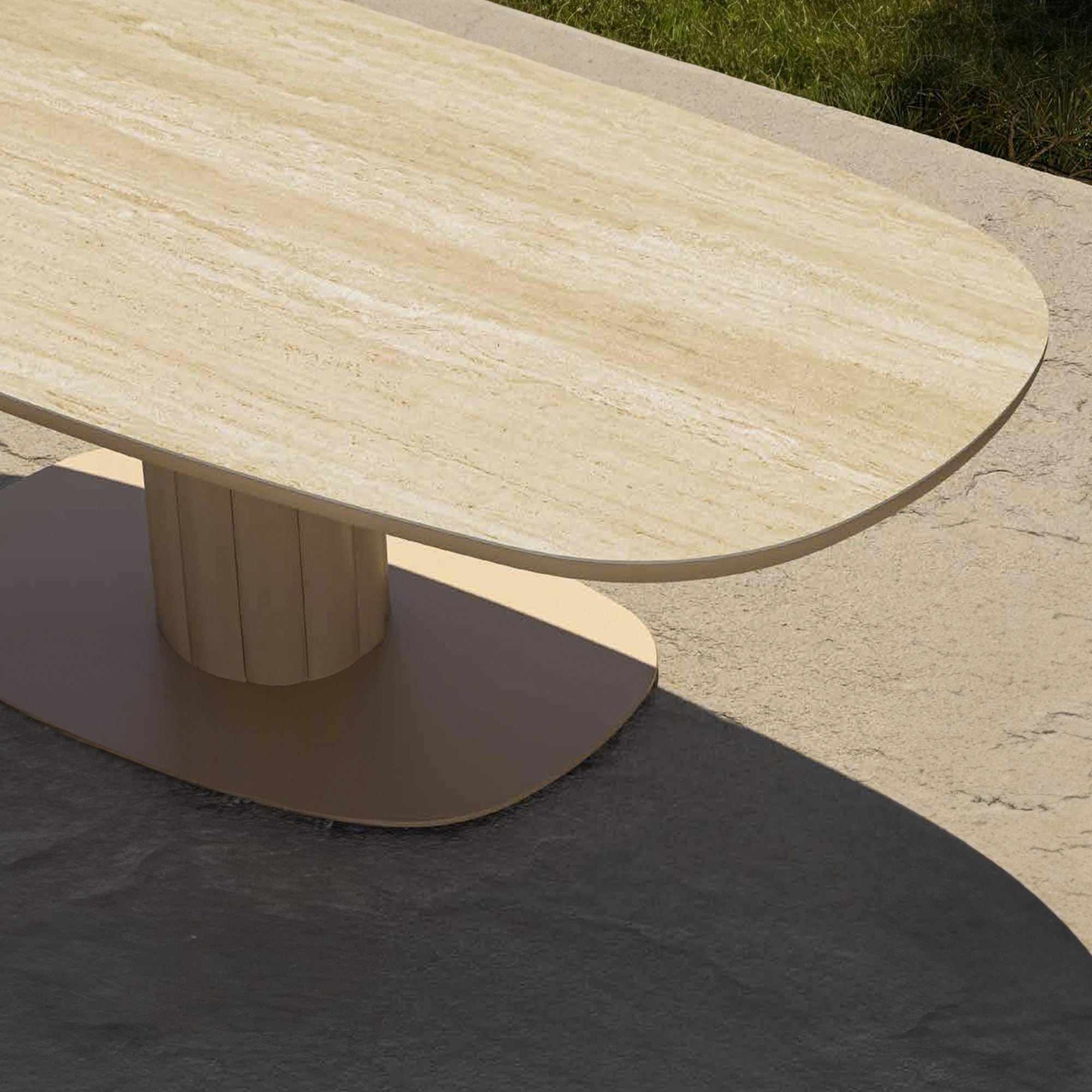 BEACON Lotus outdoor dining table with sleek design, suitable for indoor and outdoor spaces, featuring a sturdy tabletop and modern style.