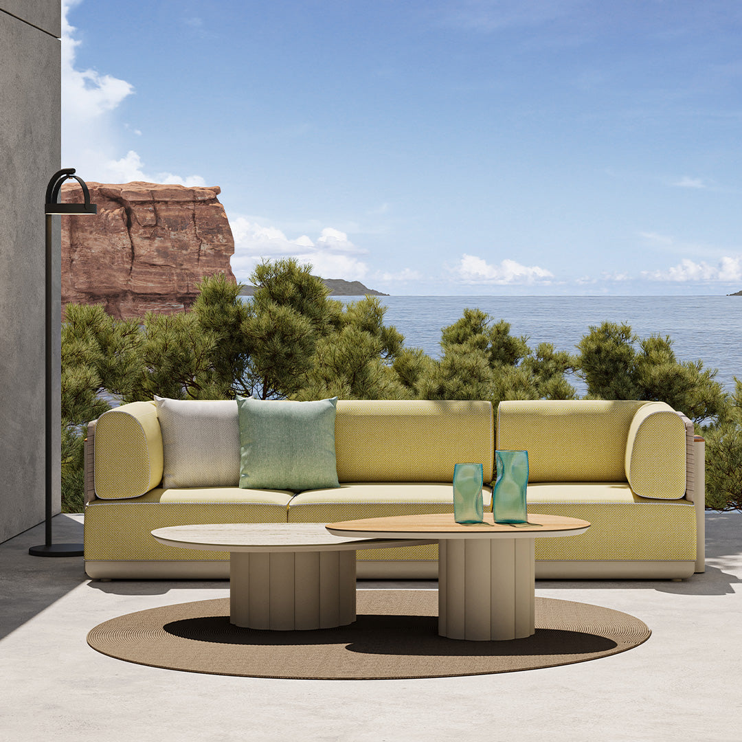 BEACON Lotus outdoor coffee table KT8602H63CER with ceramic top, modern outdoor table for patio or garden spaces.