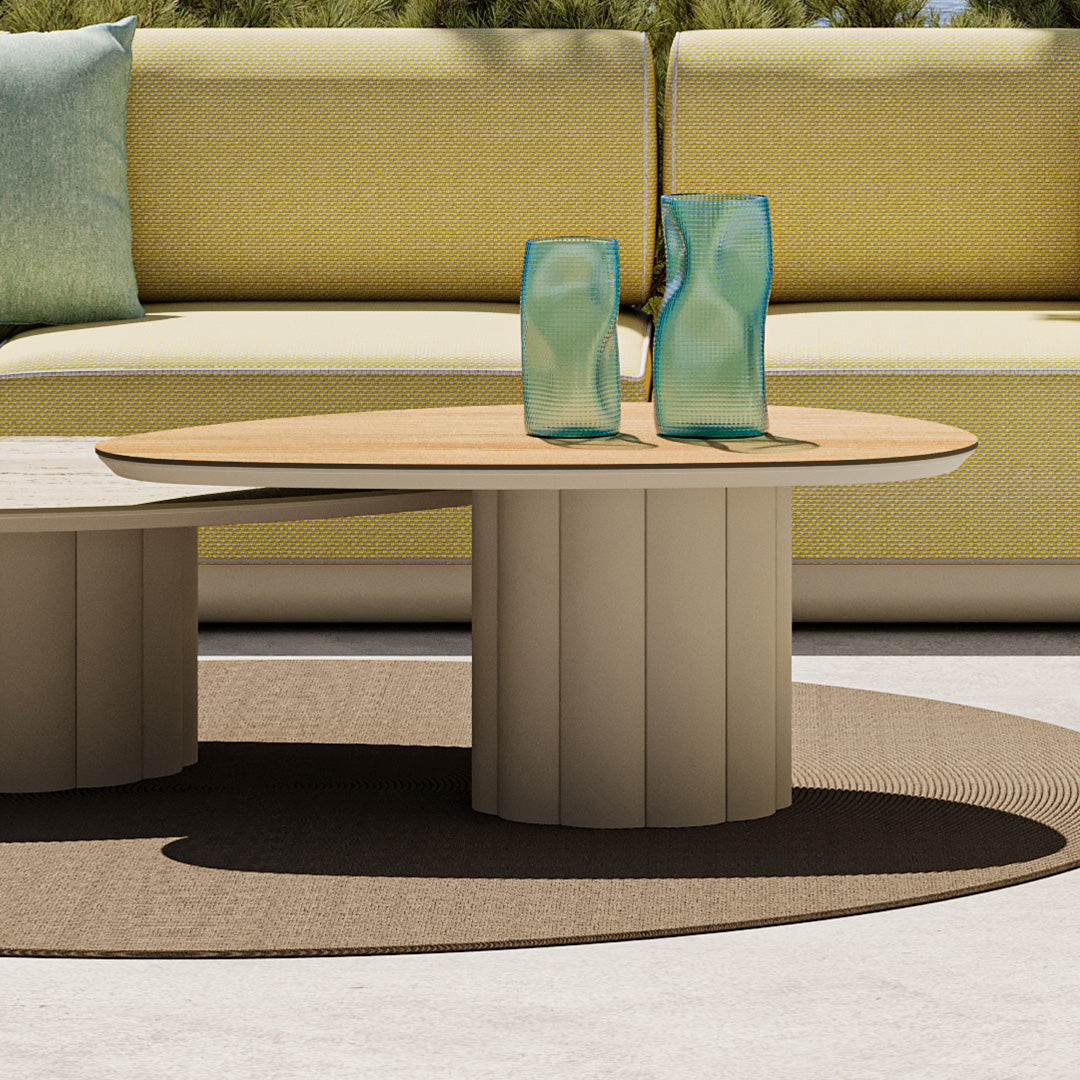 High outdoor Lotus coffee table by BEACON, featuring a modern design and durable construction for outdoor living spaces.