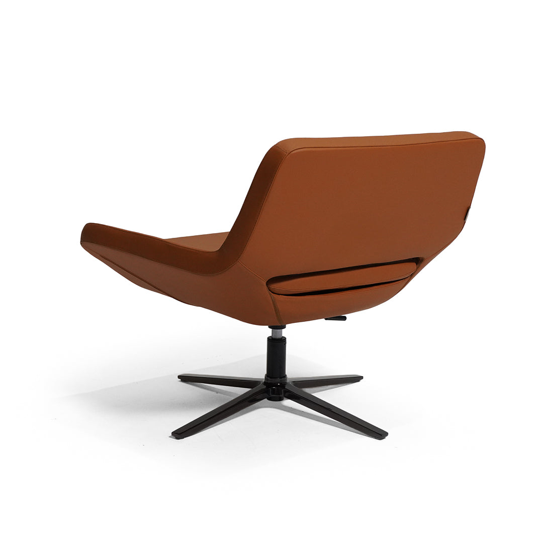 Caramel-colored BEACON lounge chair with a modern design and comfortable upholstered seating, perfect for living room or lounge area.