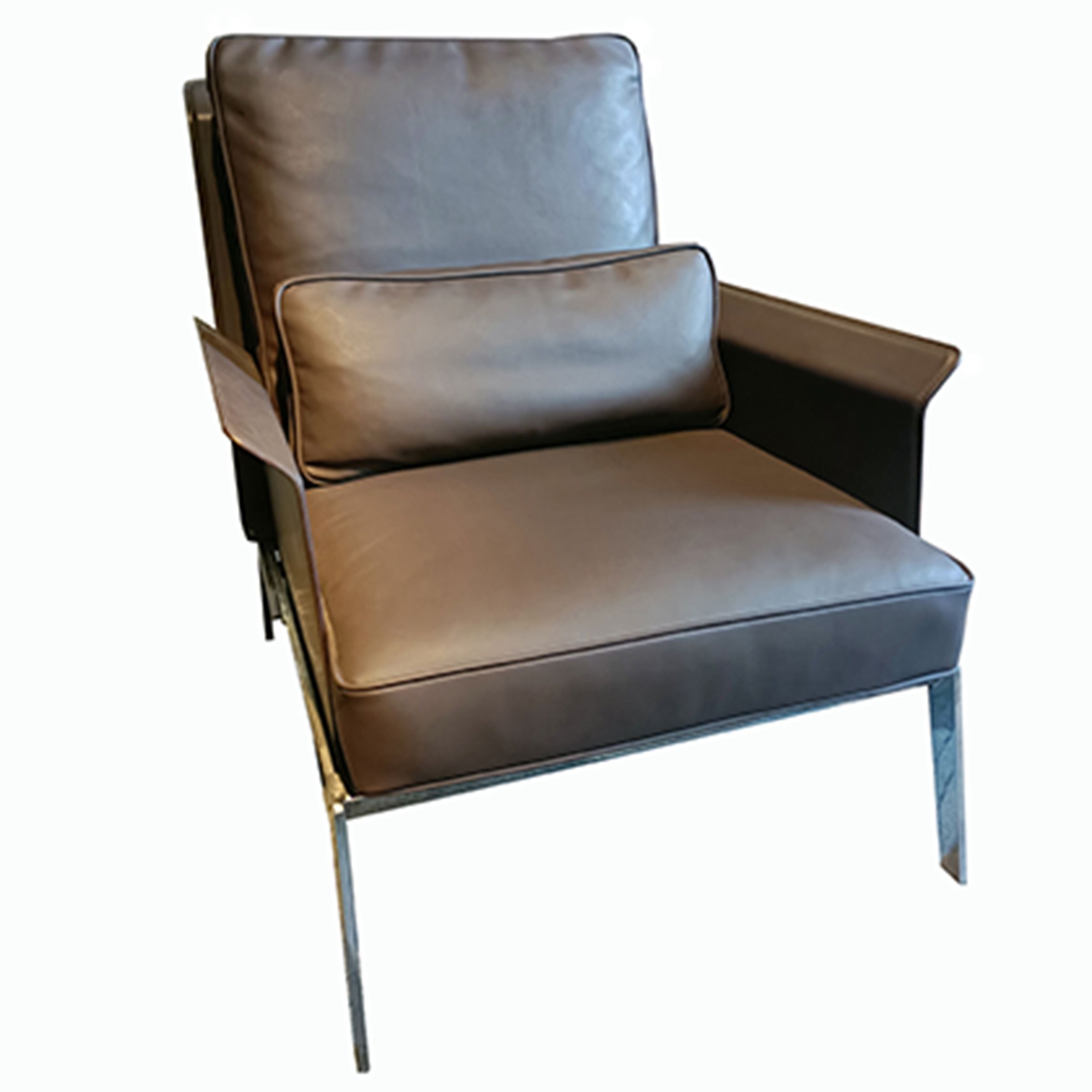 Modern BEACON lounge chair LC069 with a sleek design, featuring plush upholstery and wooden legs for comfortable seating.