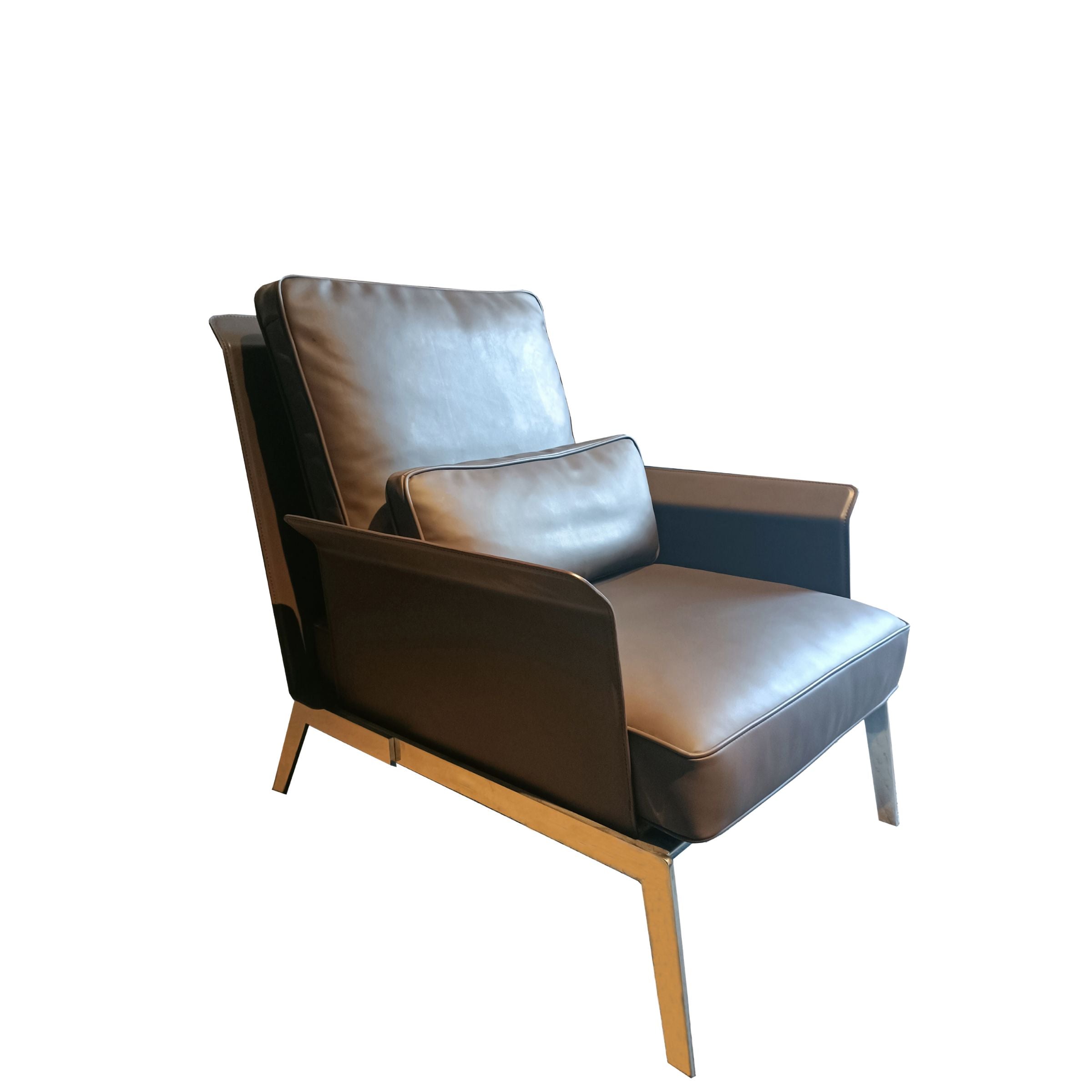 Modern BEACON lounge chair LC069 with a sleek design, featuring cushioned seating and sturdy wooden legs.