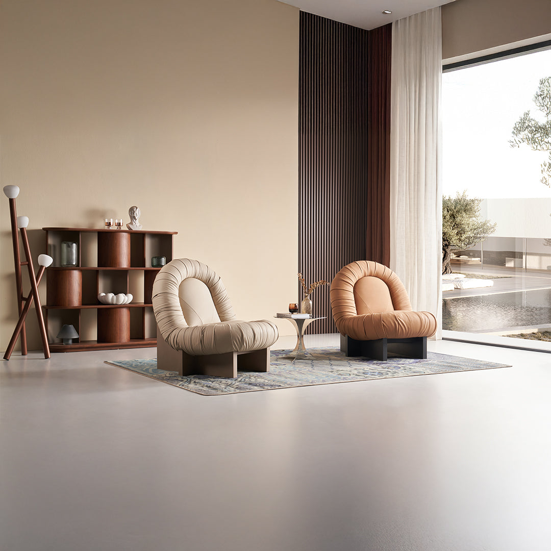 Beige BEACON Lounge Chair LC092 with cushioned seat and modern design, ideal for living room or lounge area.