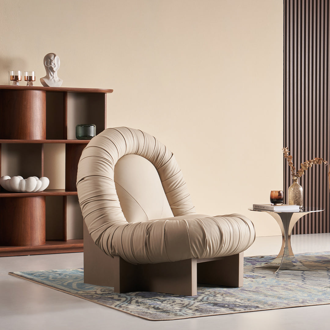 Lounge Chair LC092 - Beige -  Lounge Chairs - ebarza Furniture UAE | Shop Modern Furniture in Abu Dhabi & Dubai - مفروشات ايبازرا في الامارات | تسوق اثاث عصري وديكورات مميزة في دبي وابوظبي
