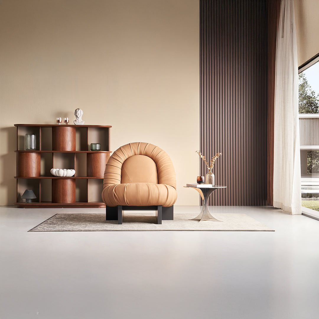 Orange BEACON Lounge Chair LC092 with sleek design, cushioned seat, and modern style perfect for relaxing spaces.