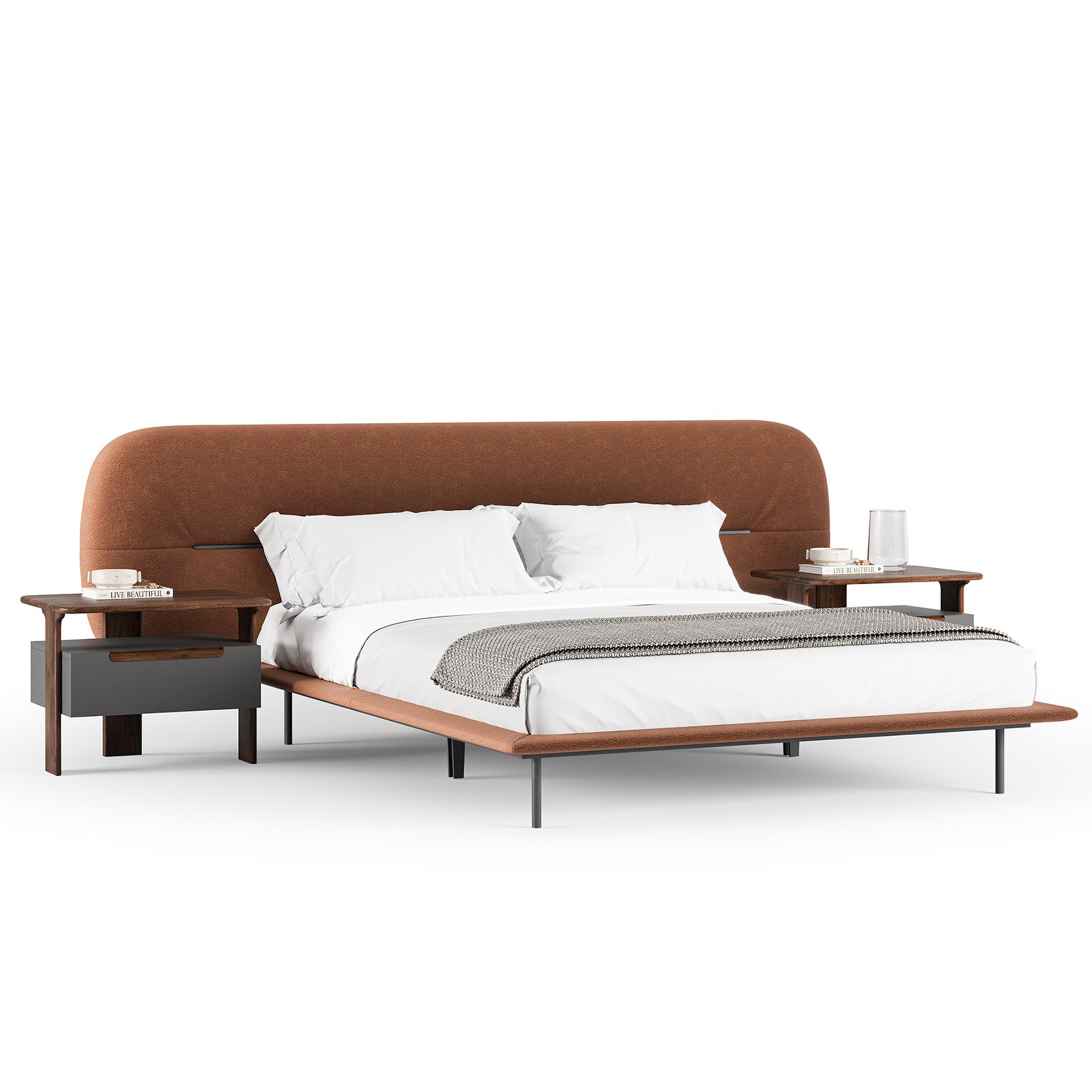 Orange Lova King Size Bedstead by YOL LIVING, featuring a sturdy frame and modern design for comfortable sleep.