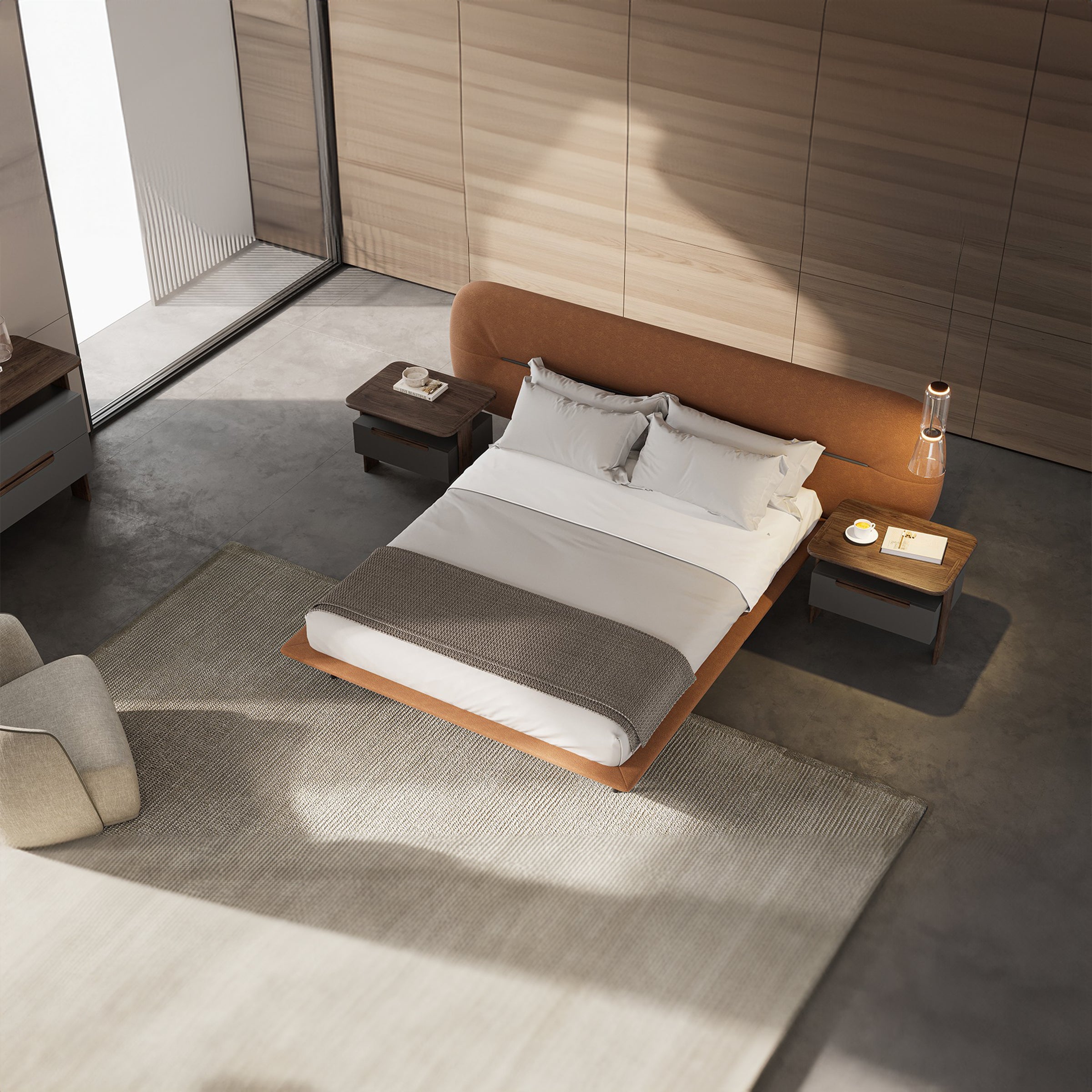 Orange Lova King Size Bedstead by YOL LIVING, stylish wooden frame with a modern design for bedroom decor.