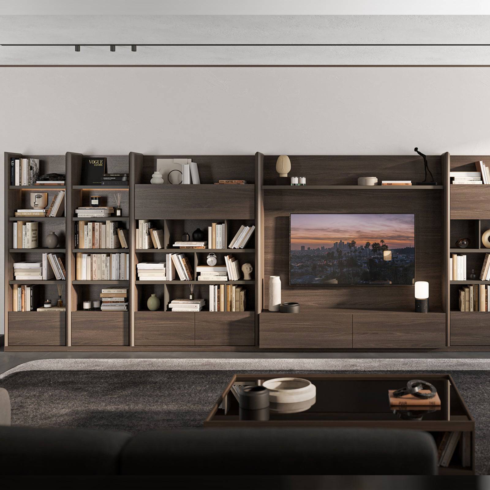 SALONI Luis Wall Unit Shelf Module Luis-60 with modern wooden shelves and open storage compartments.