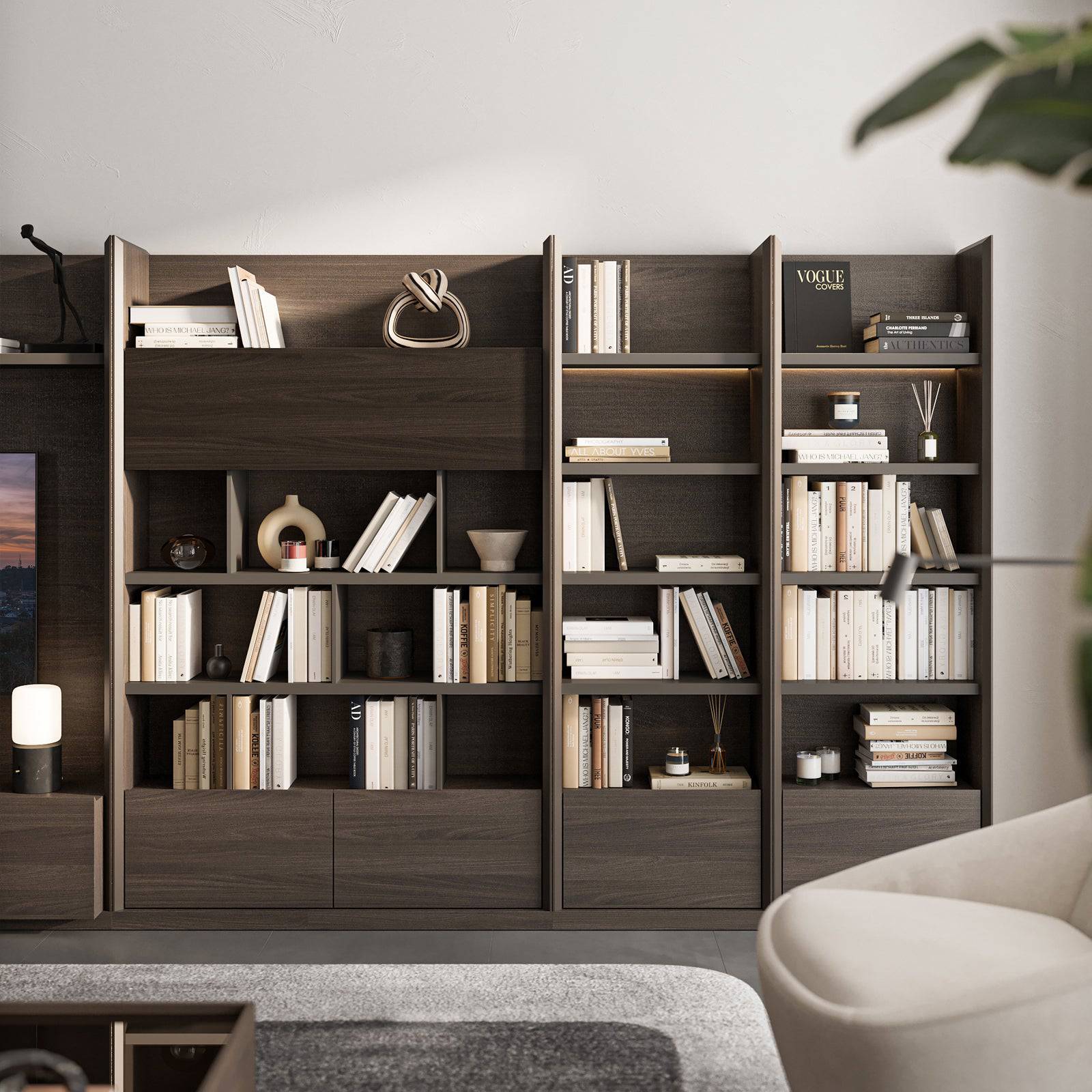 Saloni Luis Wall Unit Shelf Module, modern wooden shelves with a sleek design, ideal for living room or office storage.