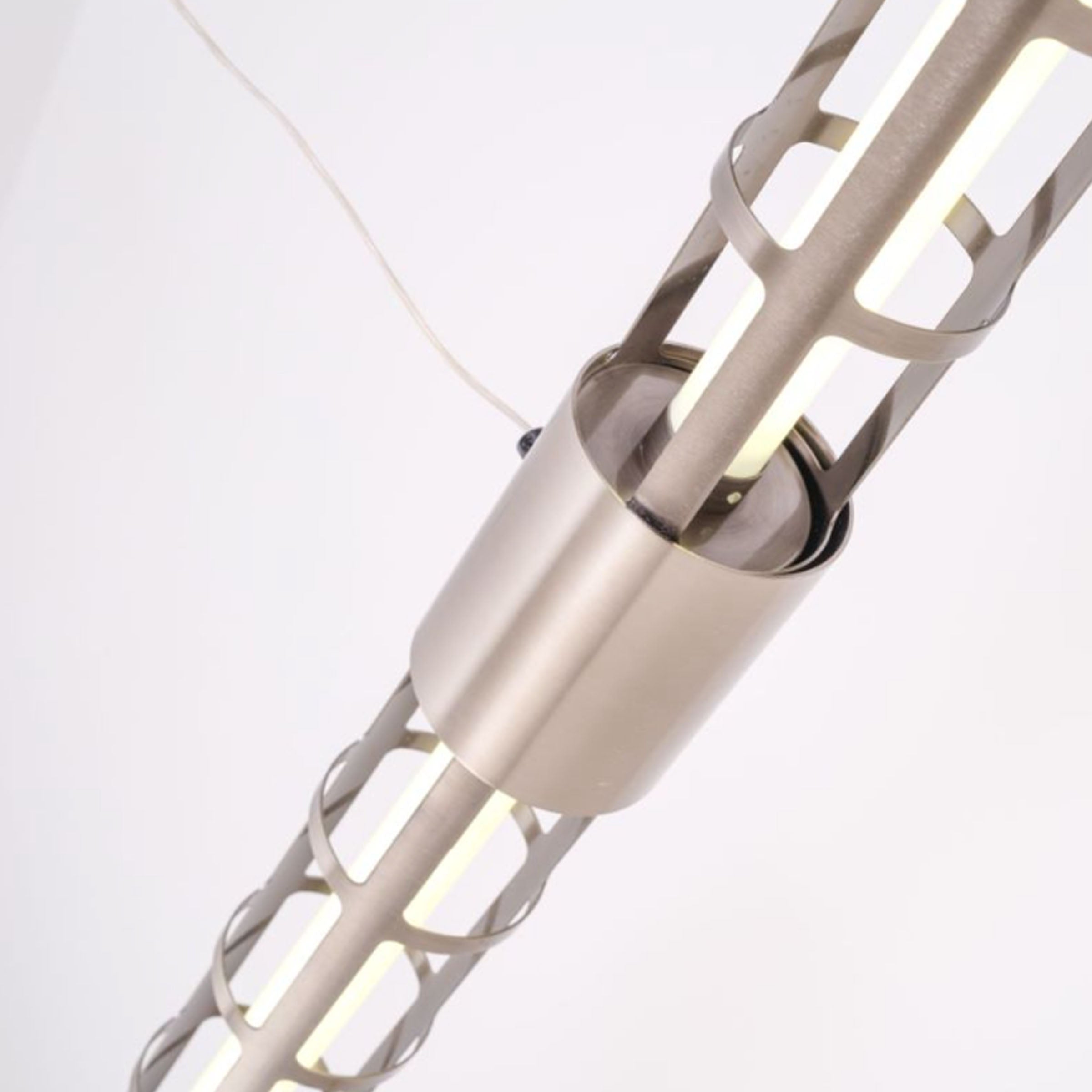 Black luminous thread pendant lamp by BEACON, modern pendant lighting fixture with sleek design and illuminated thread detail.