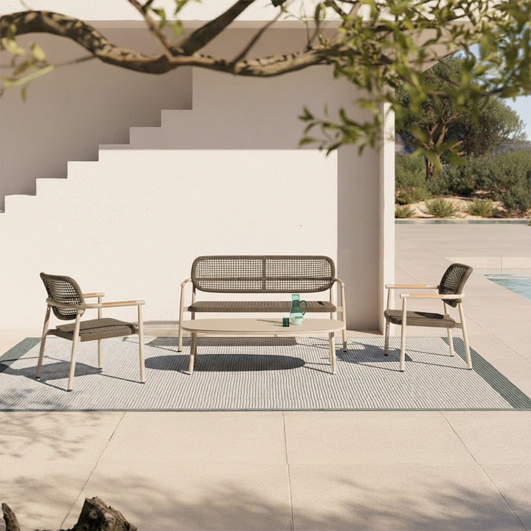 BEACON Lunra 2-seater outdoor sofa with rope accents, stylish and comfortable outdoor furniture for patio or garden use.