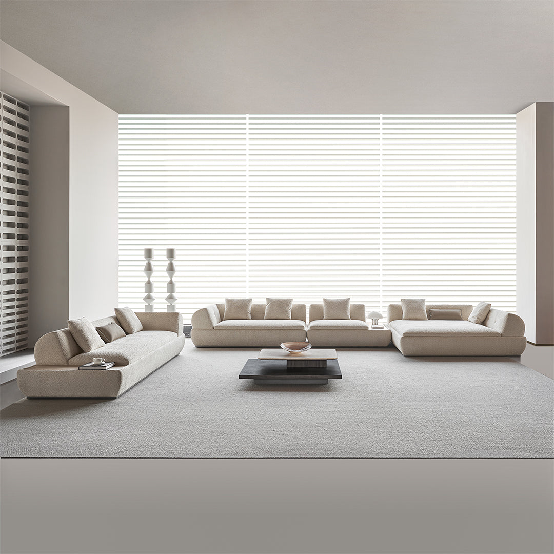 BEACON Lylia 2-seater right arm sofa module with travertine side table, modern living room furniture, sleek and stylish design