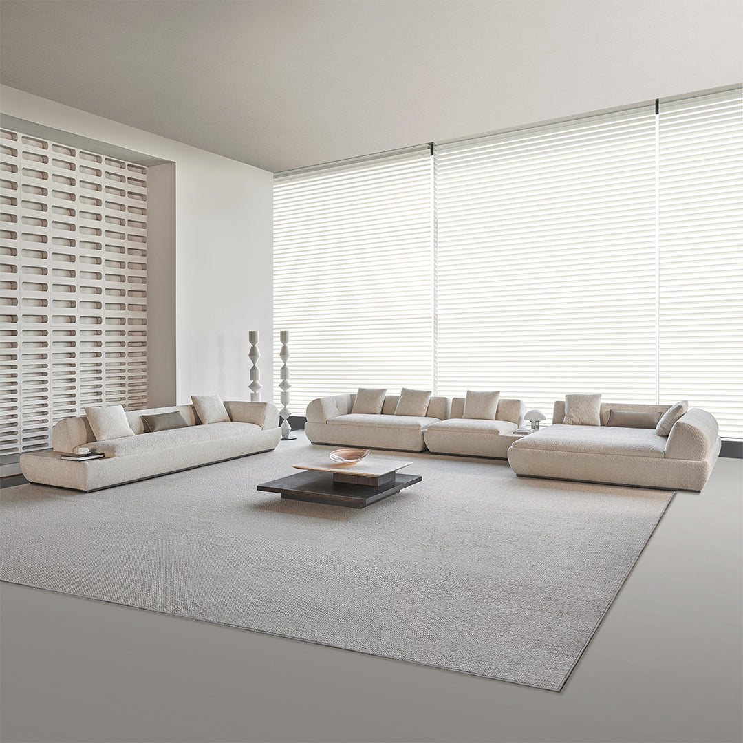 BEACON Lylia 2-seater sofa with right arm module and travertine side table, modern living room furniture.