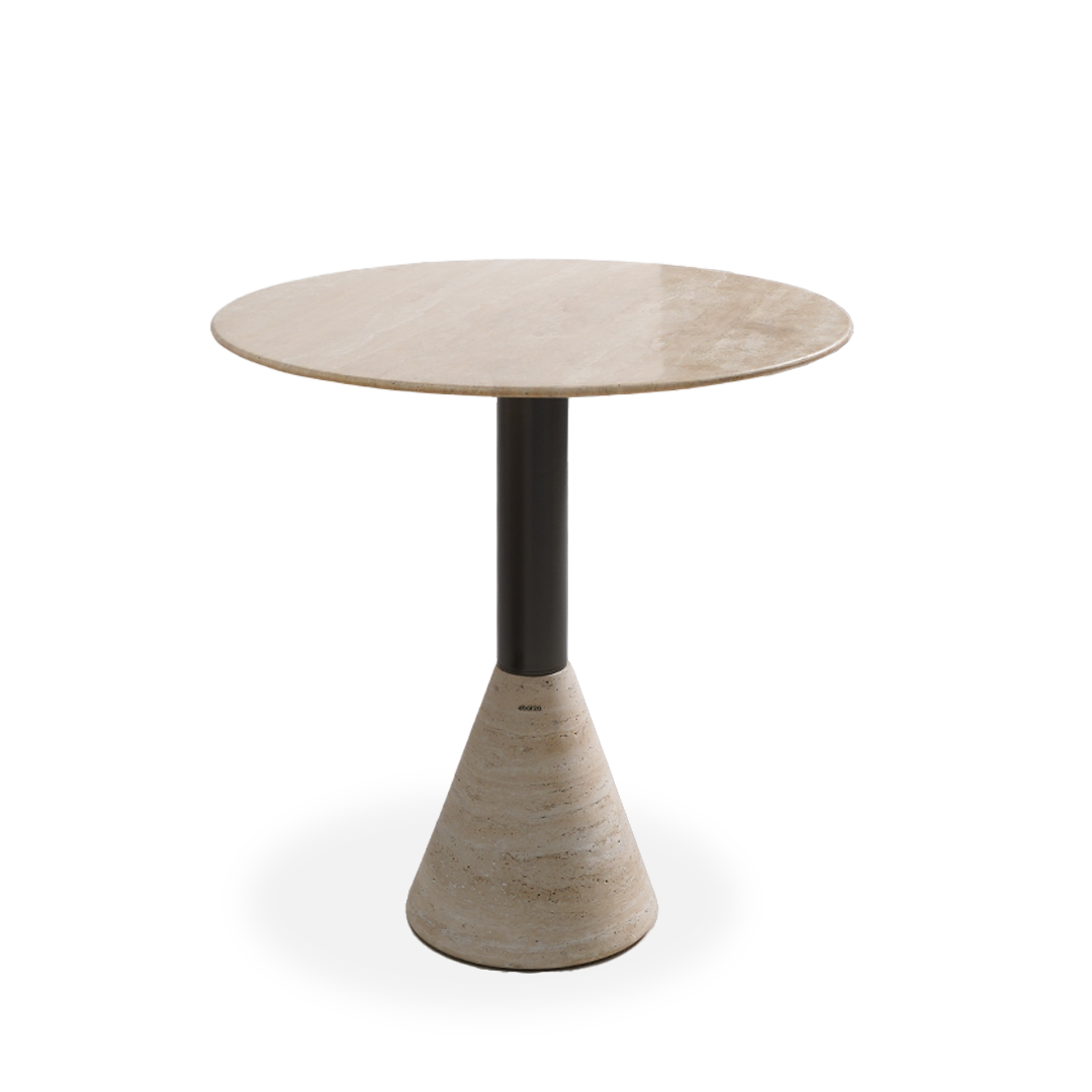 BEACON Madridl Travertine Marble Dining Table ST8644-70A-Gun Black with sleek side table design and polished marble surface