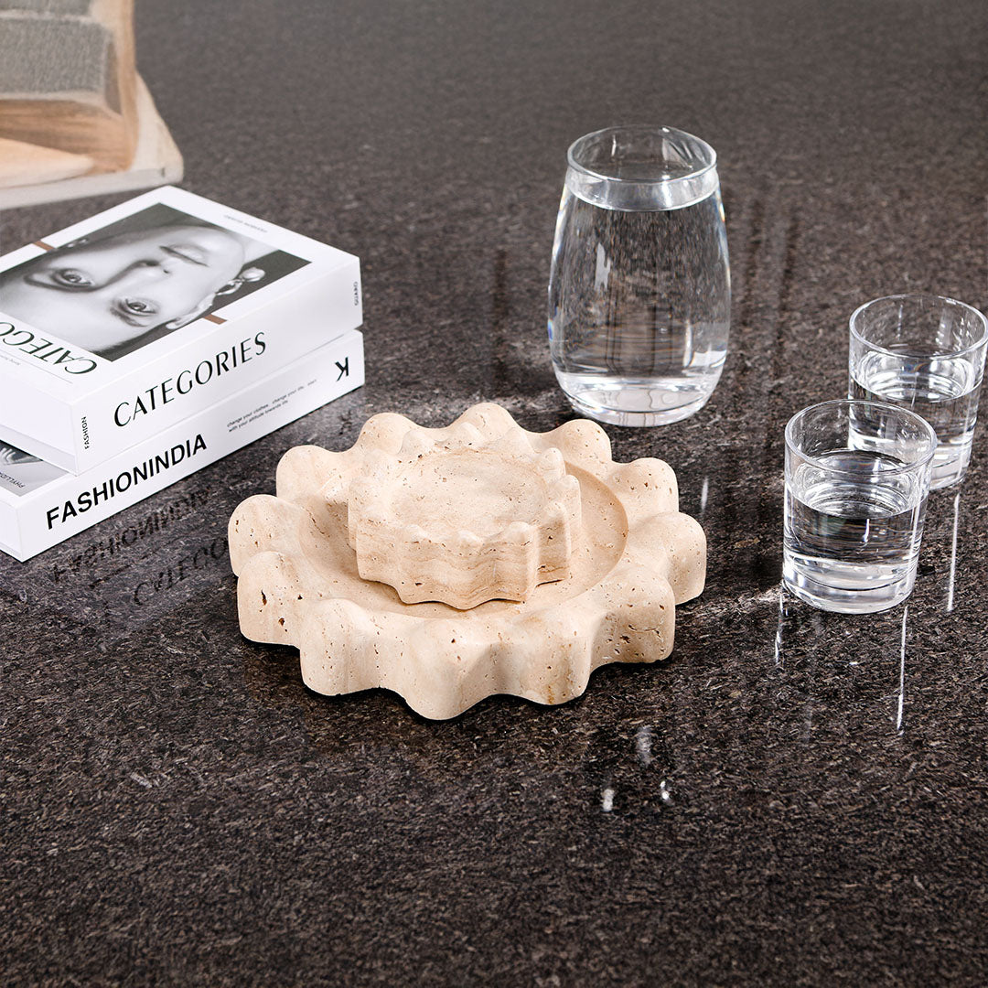 Marble ashtray L from BEACON home decor figurines, sleek gray marble with smooth rounded edges and a shallow tray design.