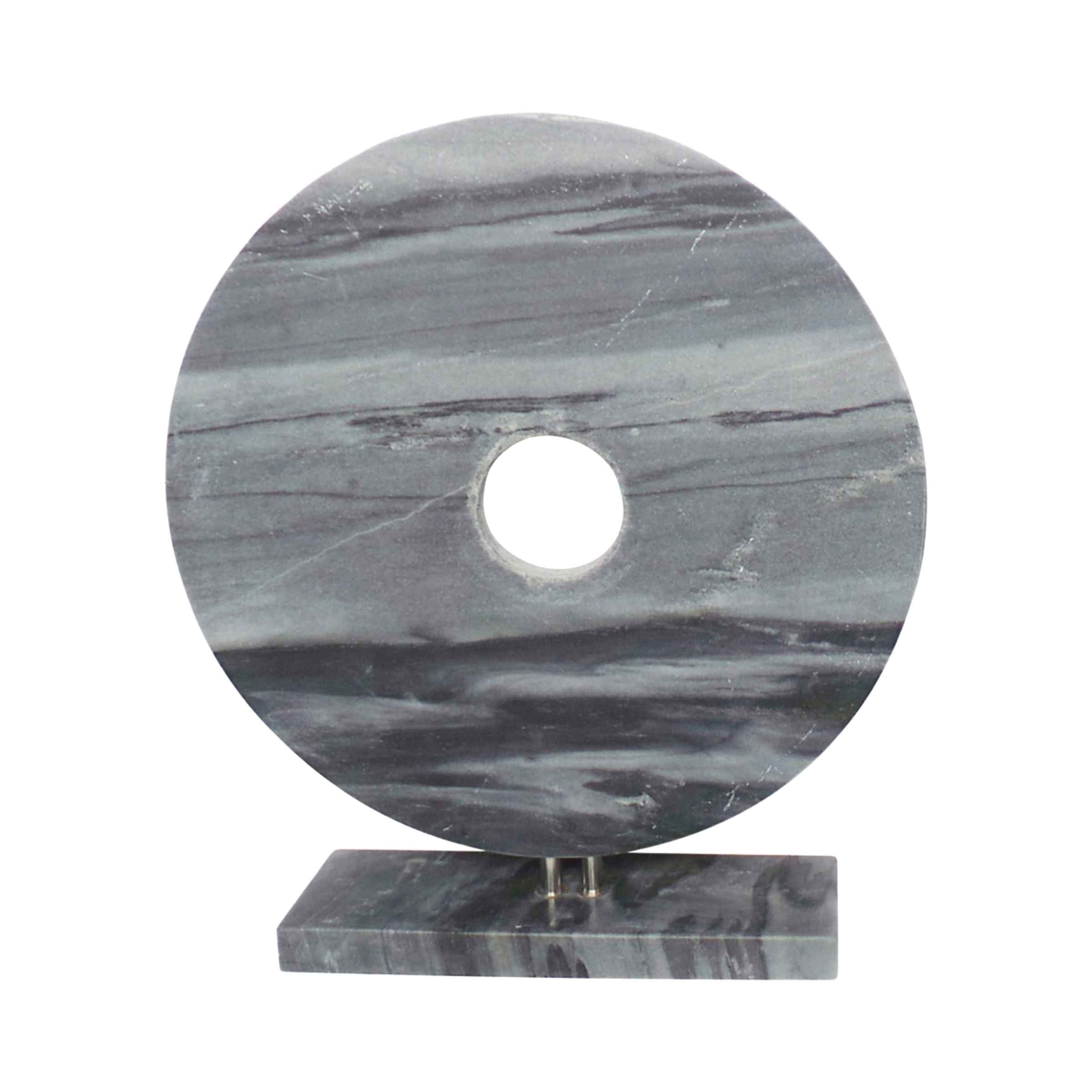 Marble Disk With Base 40 Cm - Gray 15286-04 -  Home Decor Figurines | قرص رخام بقاعدة 40 سم - رمادي - ebarza Furniture UAE | Shop Modern Furniture in Abu Dhabi & Dubai - مفروشات ايبازرا في الامارات | تسوق اثاث عصري وديكورات مميزة في دبي وابوظبي