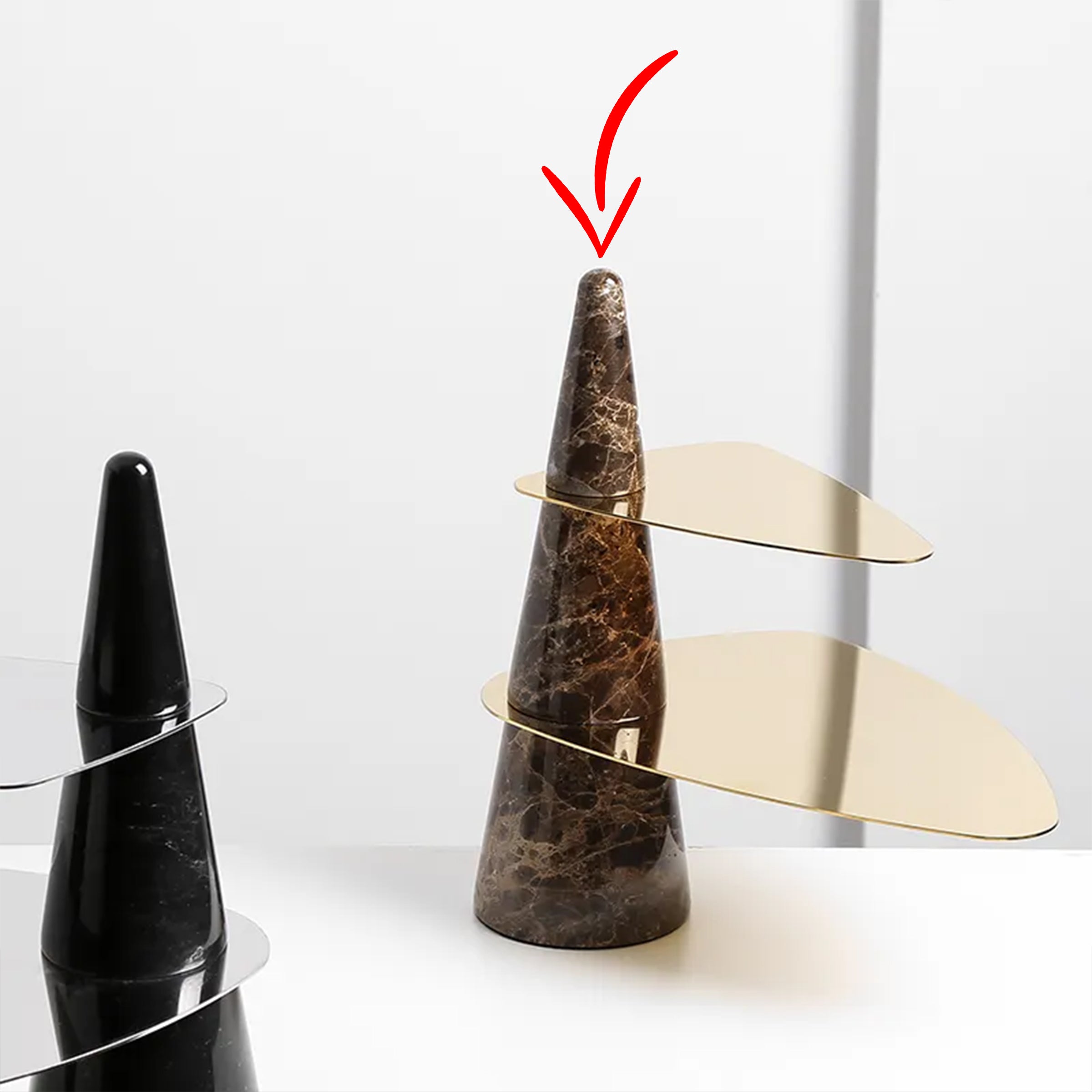 Marble & Stainless Steel Double Tiered Tray - Gold FC-W22019B -  Trays - ebarza Furniture UAE | Shop Modern Furniture in Abu Dhabi & Dubai - مفروشات ايبازرا في الامارات | تسوق اثاث عصري وديكورات مميزة في دبي وابوظبي