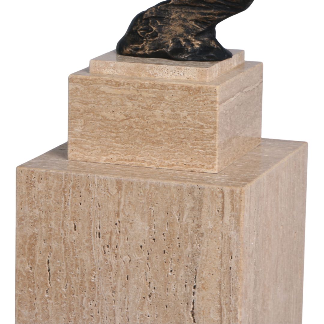 Beige marble stand designed as a planter box, from BEACON artwork stands collection, model L T0161, showcasing elegant craftsmanship.