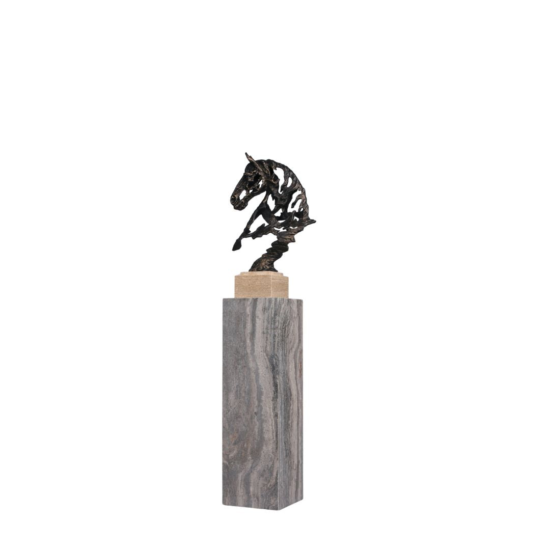 Brown marble stand and planter box from BEACON Artwork Stands, L T0161, designed for decorative plant displays.