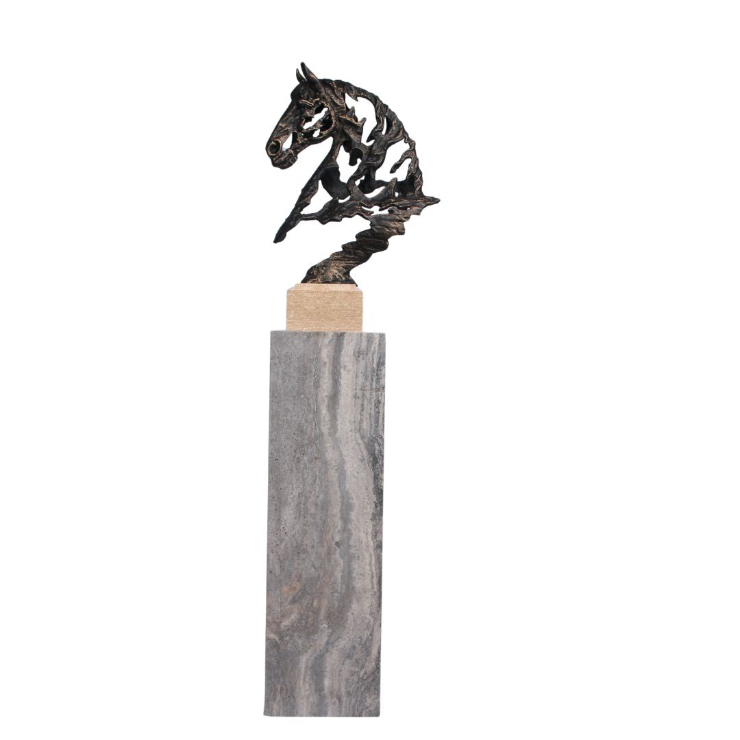 Brown marble stand and planter box from BEACON artwork stands collection, designed for elegant display and support.