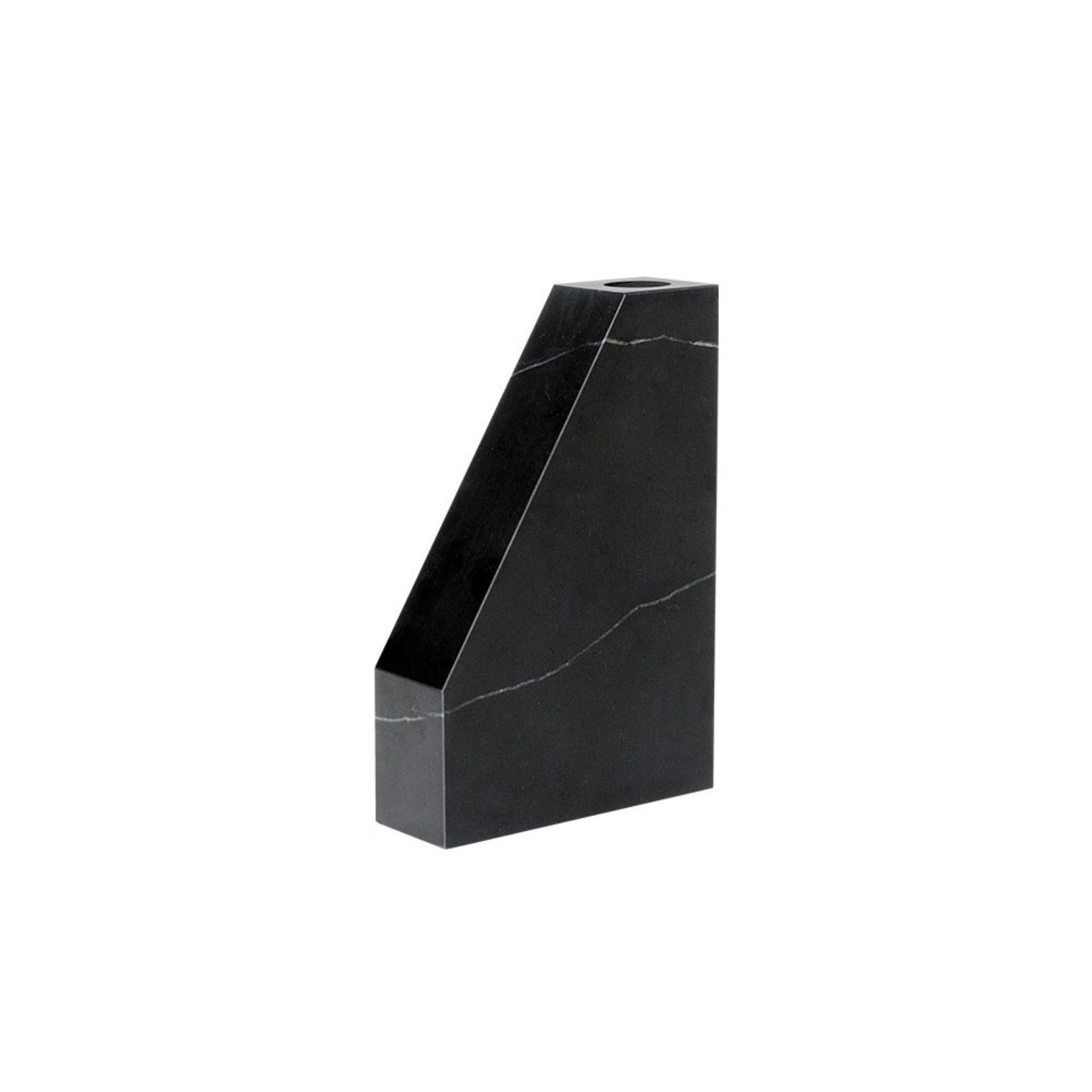 Marquina Black And White Root Marble Trapezoidal Flower Arrangement Height VSB890 -  Vases - ebarza Furniture UAE | Shop Modern Furniture in Abu Dhabi & Dubai - مفروشات ايبازرا في الامارات | تسوق اثاث عصري وديكورات مميزة في دبي وابوظبي