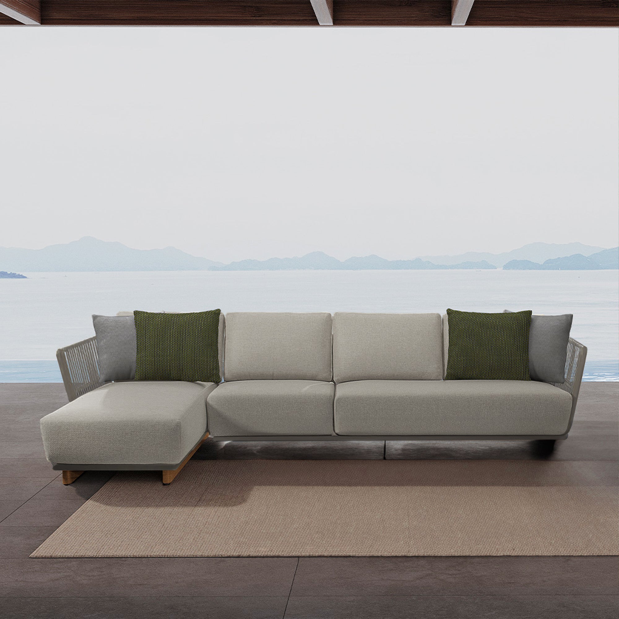 BEACON Marrakech outdoor single seater sofa with cushioned seat and armrest, ideal for patio or garden lounging.