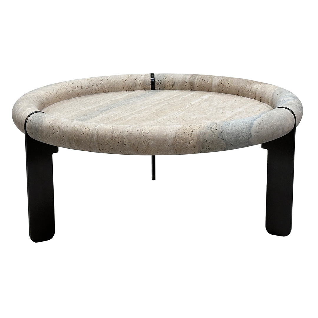 A2STONE Marseille Travertine Center Table for coffee room decor, featuring a smooth travertine surface and modern design.