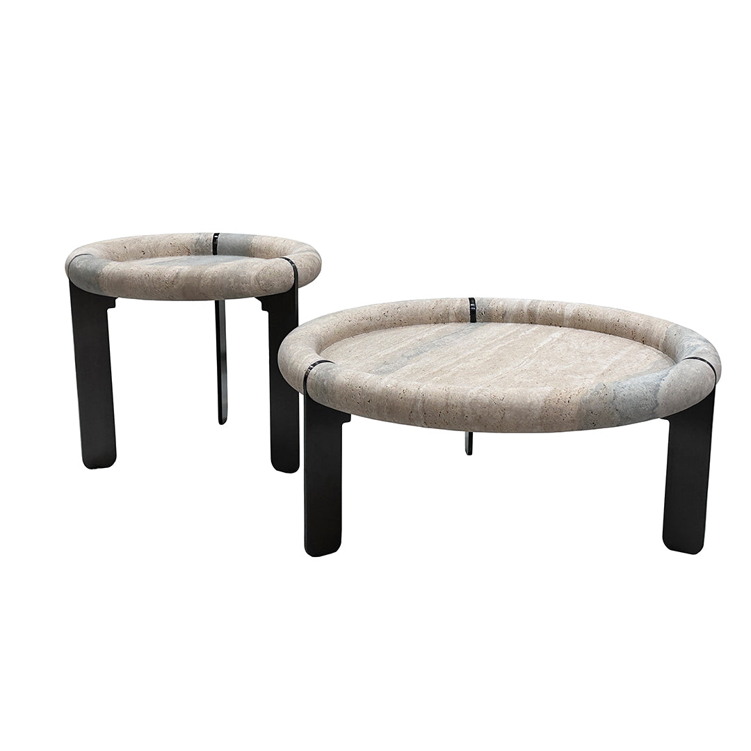 Marseille Travertine Center Table by A2STONE, coffee table with a sleek travertine surface and modern design.