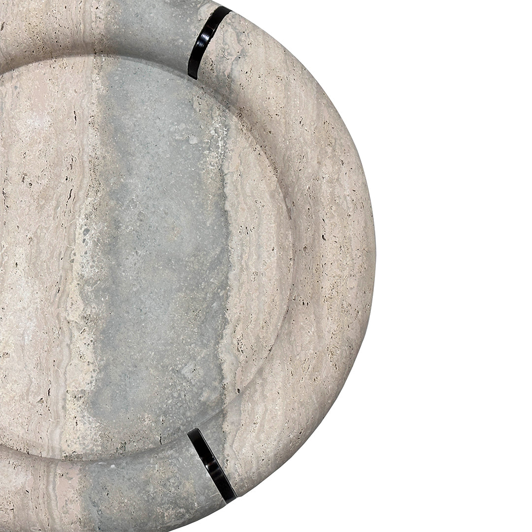 Marseille Travertine Side Table by A2STONE, featuring a sleek round top and modern design in natural travertine stone.