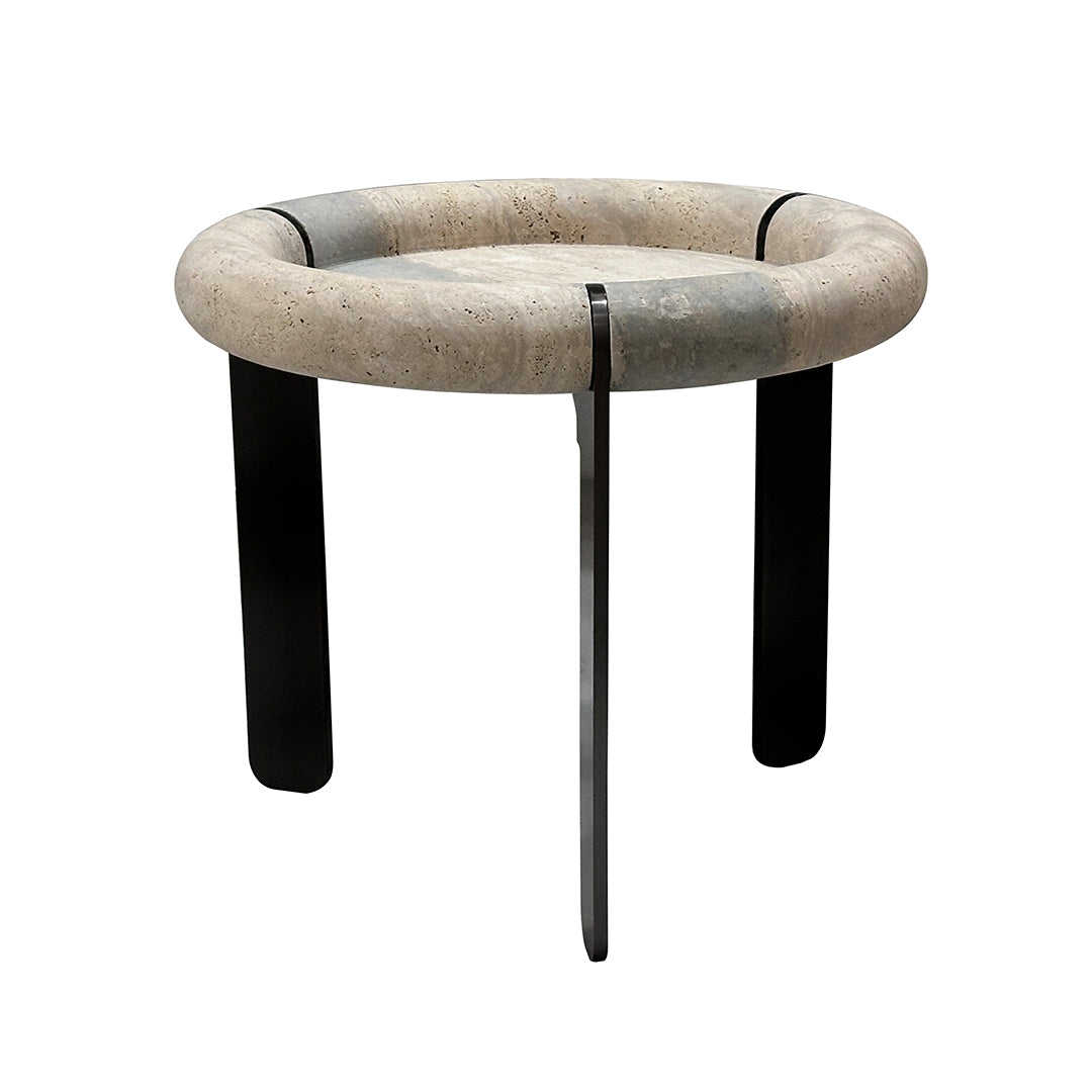 Marseille Travertine side table by A2STONE featuring a sleek, rectangular surface and sturdy base in natural travertine finish.