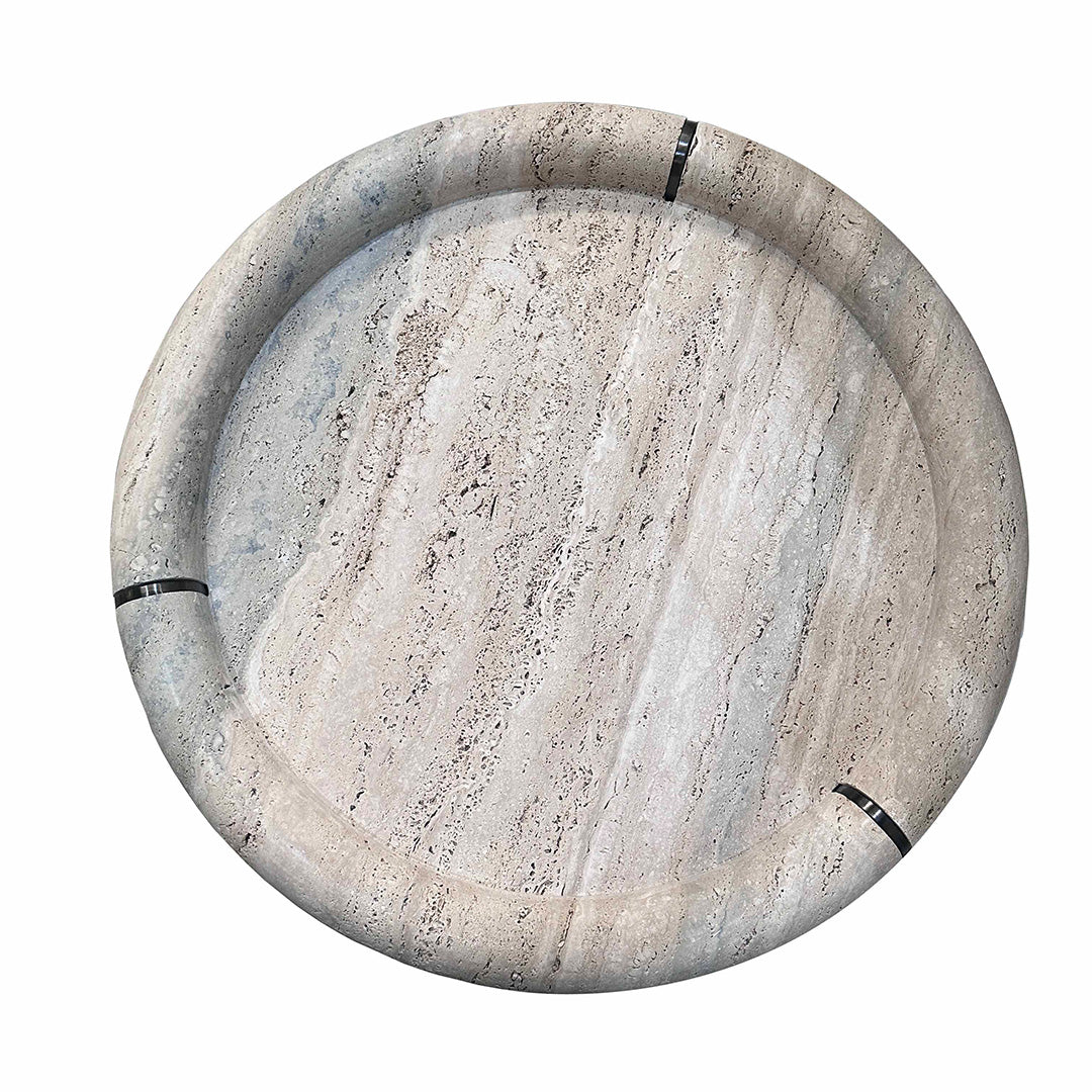 Marseille Travertine Side Table by A2STONE featuring a sleek, natural stone surface and modern design for living spaces.