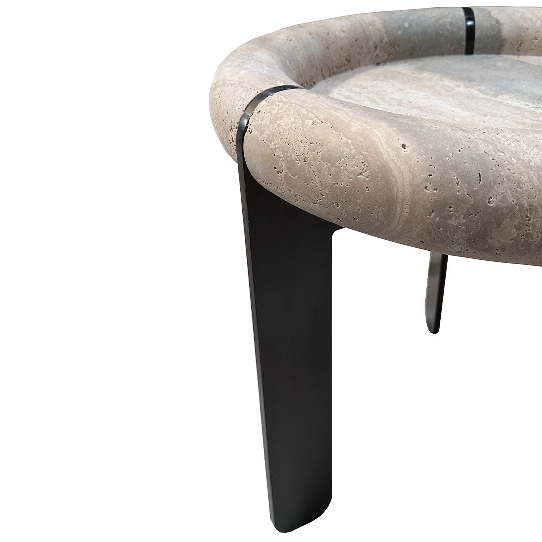 Marseille Travertine Side Table by A2STONE featuring a sleek, rectangular design with natural travertine surface and modern style.
