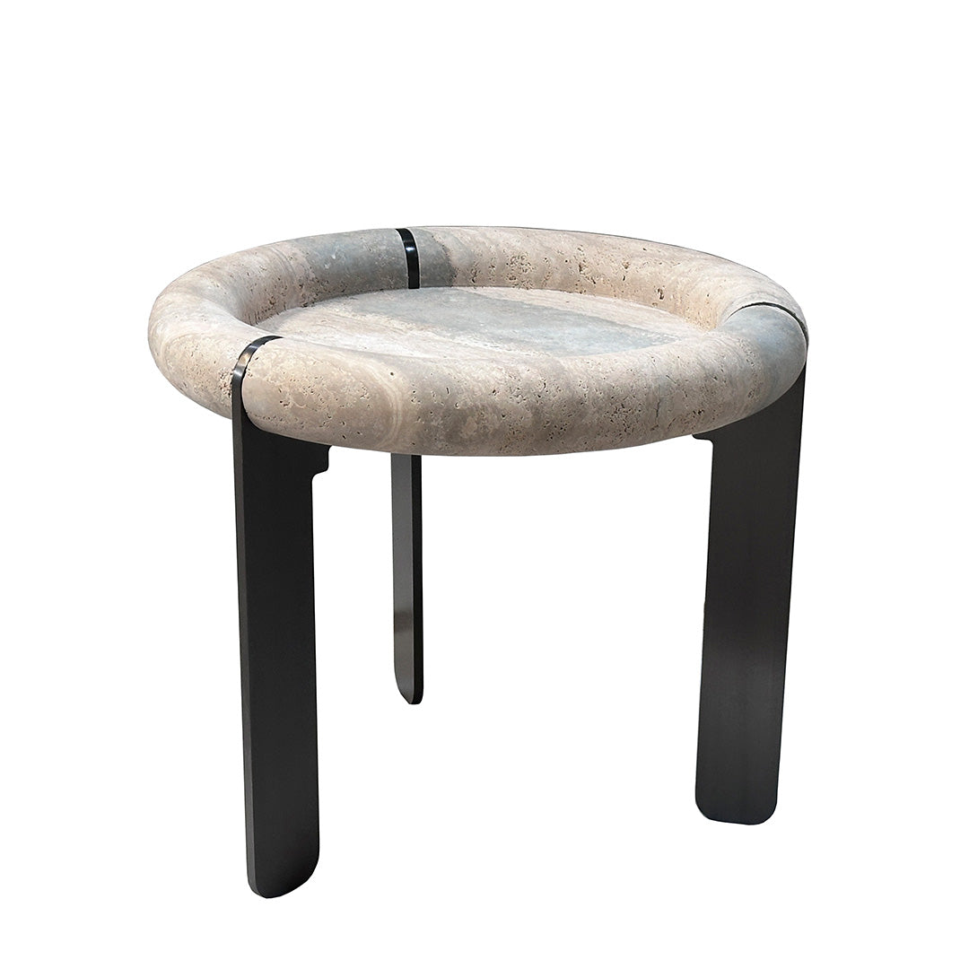 Marseille Travertine Side Table by A2STONE, featuring a sleek design with natural travertine surface and modern style.