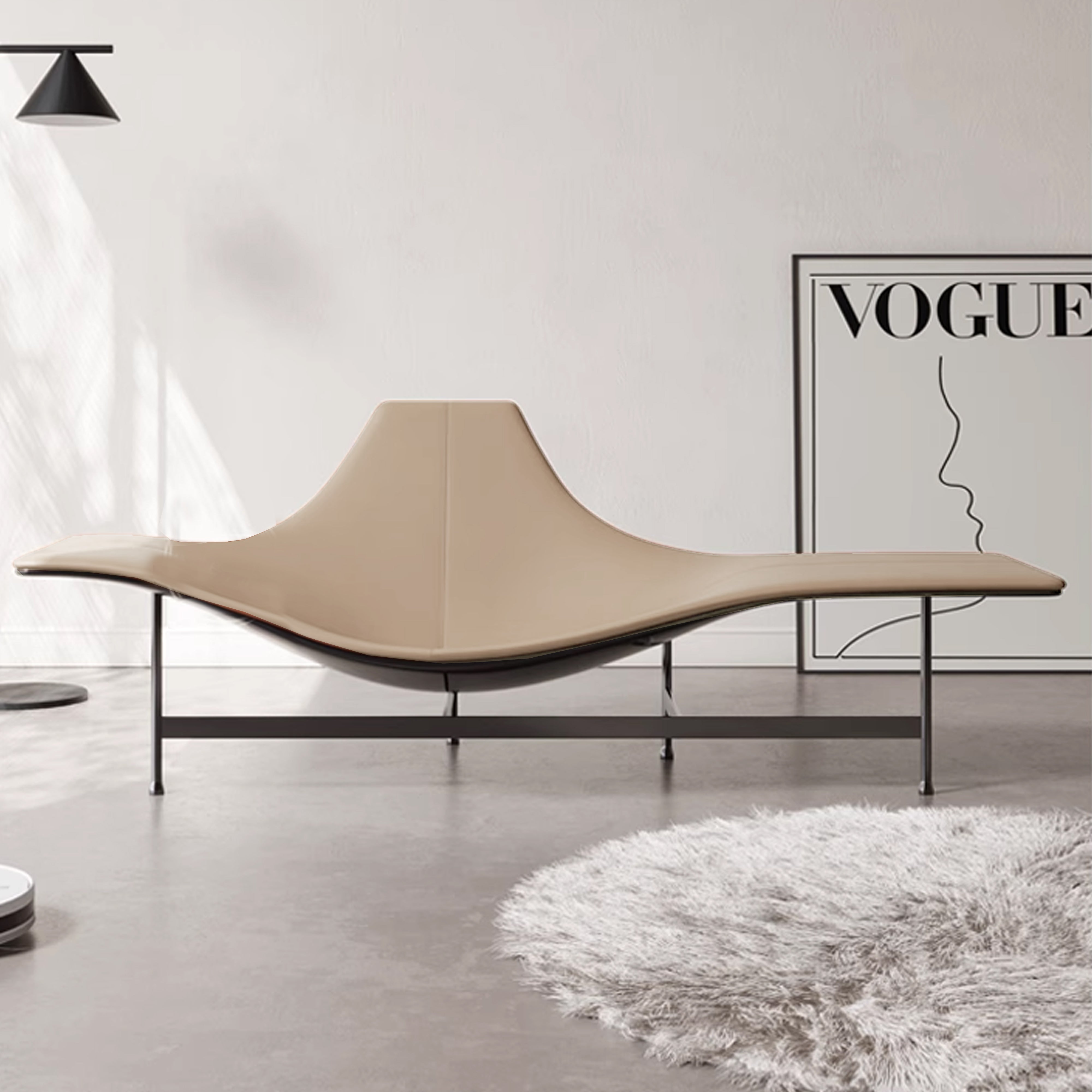 Beige fiberglass Maserati lounge armchair by Beacon with sleek modern design and comfortable seating.