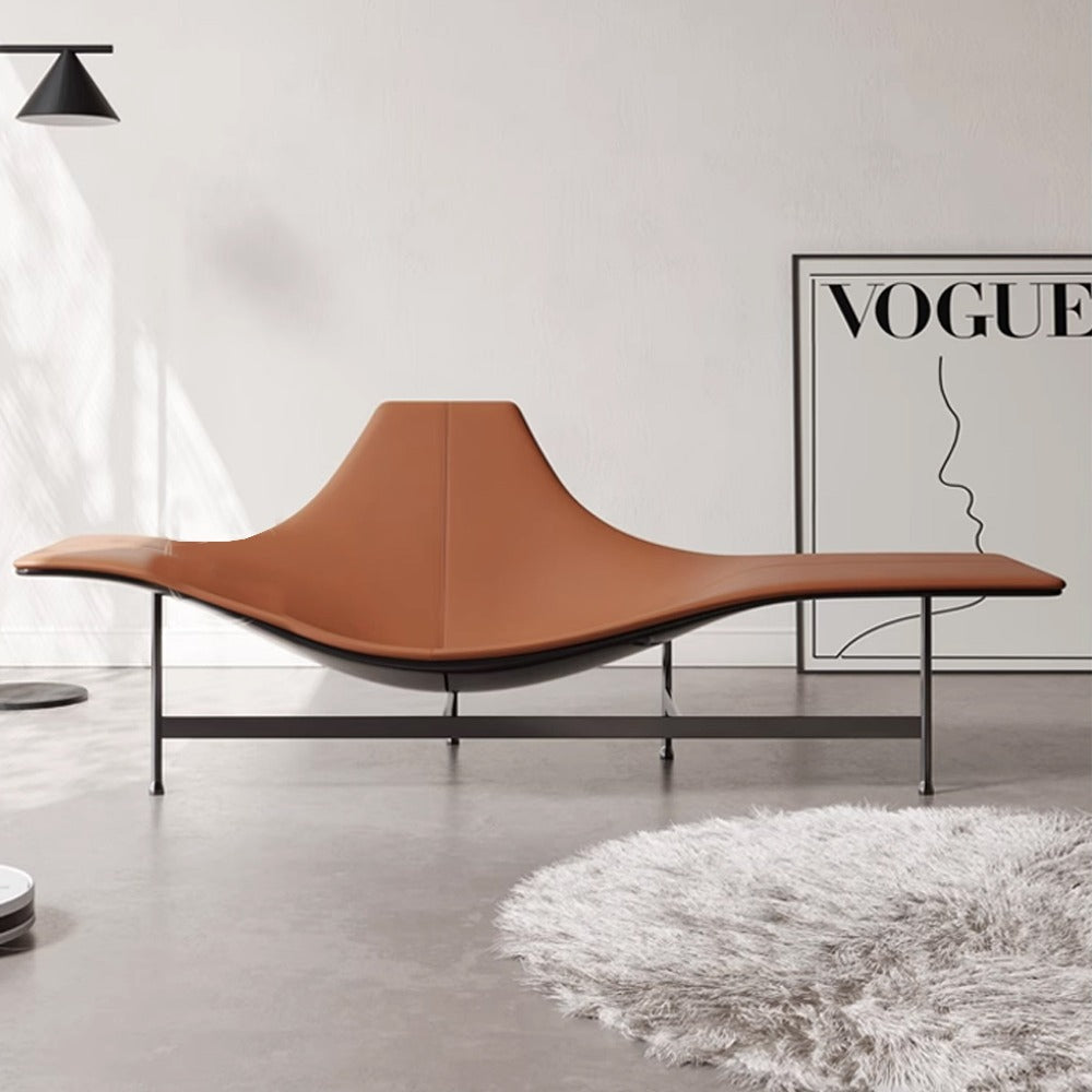 BEACON Maserati Fiberglass Matte Caramel Lounge Chair with sleek design and smooth finish, showcased in a modern setting.