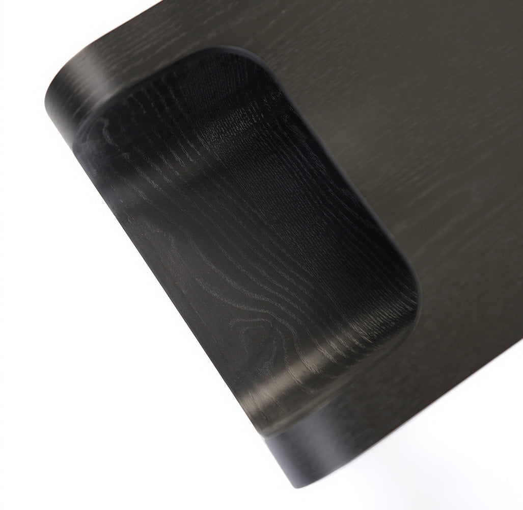 Black BEACON Matt Plywood and Veneer Side Table with sleek, modern design and smooth finish.