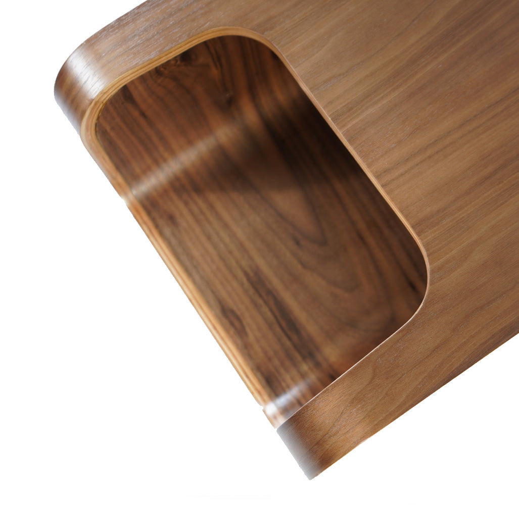 Beige matt plywood and veneer side table with clean lines, modern design, and wood finish from BEACON MO.