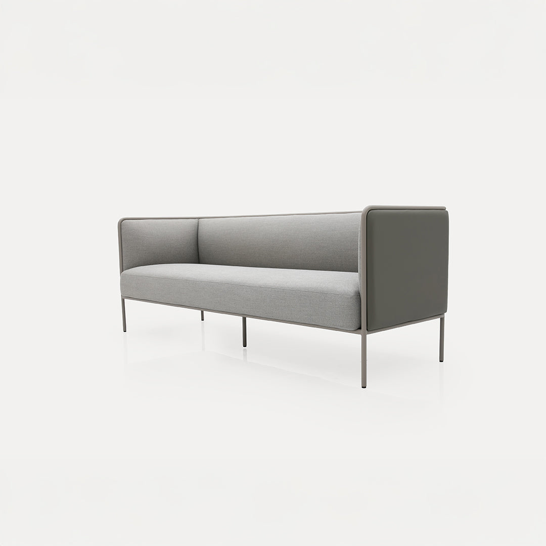 BEACON 3-seater low back sofa, modern living room sofa with clean lines and comfortable cushions, beige fabric upholstery