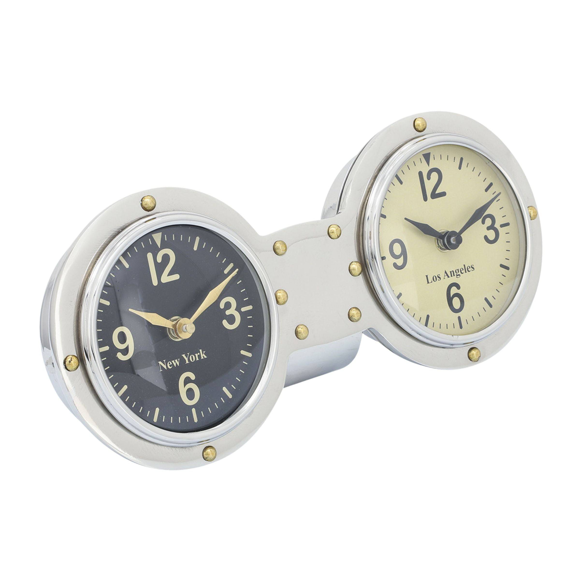 Metal Dual Clock 16232 -  Clocks | ساعة معدنية مزدوجة - ebarza Furniture UAE | Shop Modern Furniture in Abu Dhabi & Dubai - مفروشات ايبازرا في الامارات | تسوق اثاث عصري وديكورات مميزة في دبي وابوظبي