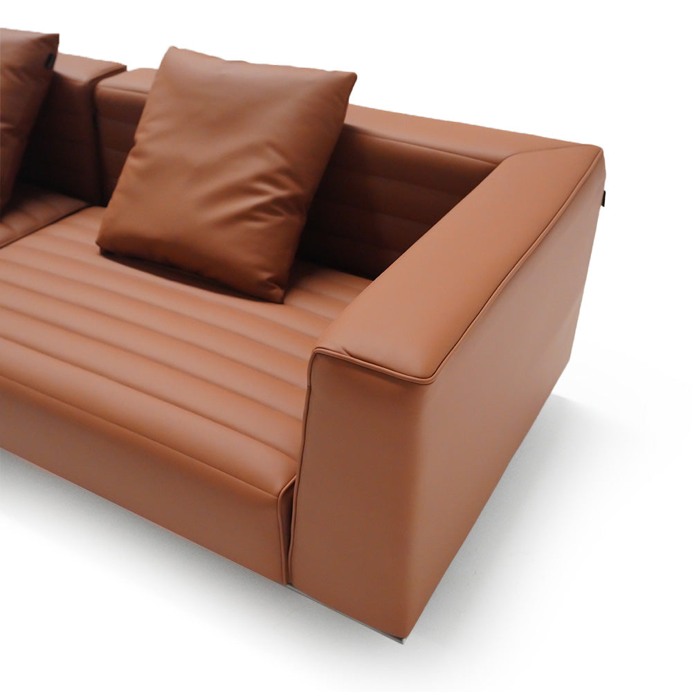 Microfiber leather 3-seater sofa by BEACON, featuring a modern design with plush cushions and sleek upholstery.